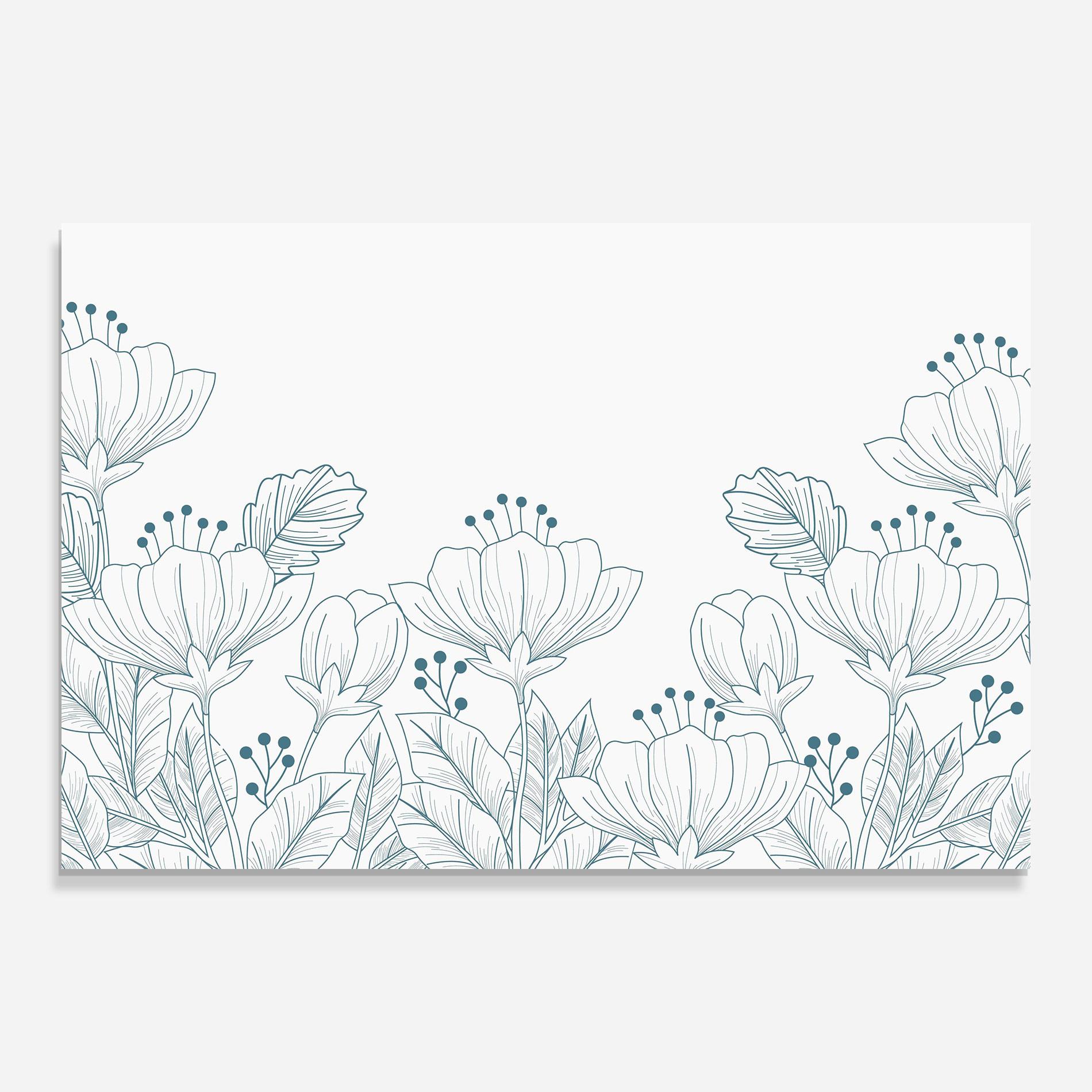 Glasbild Blue Line Flowers mockup 0