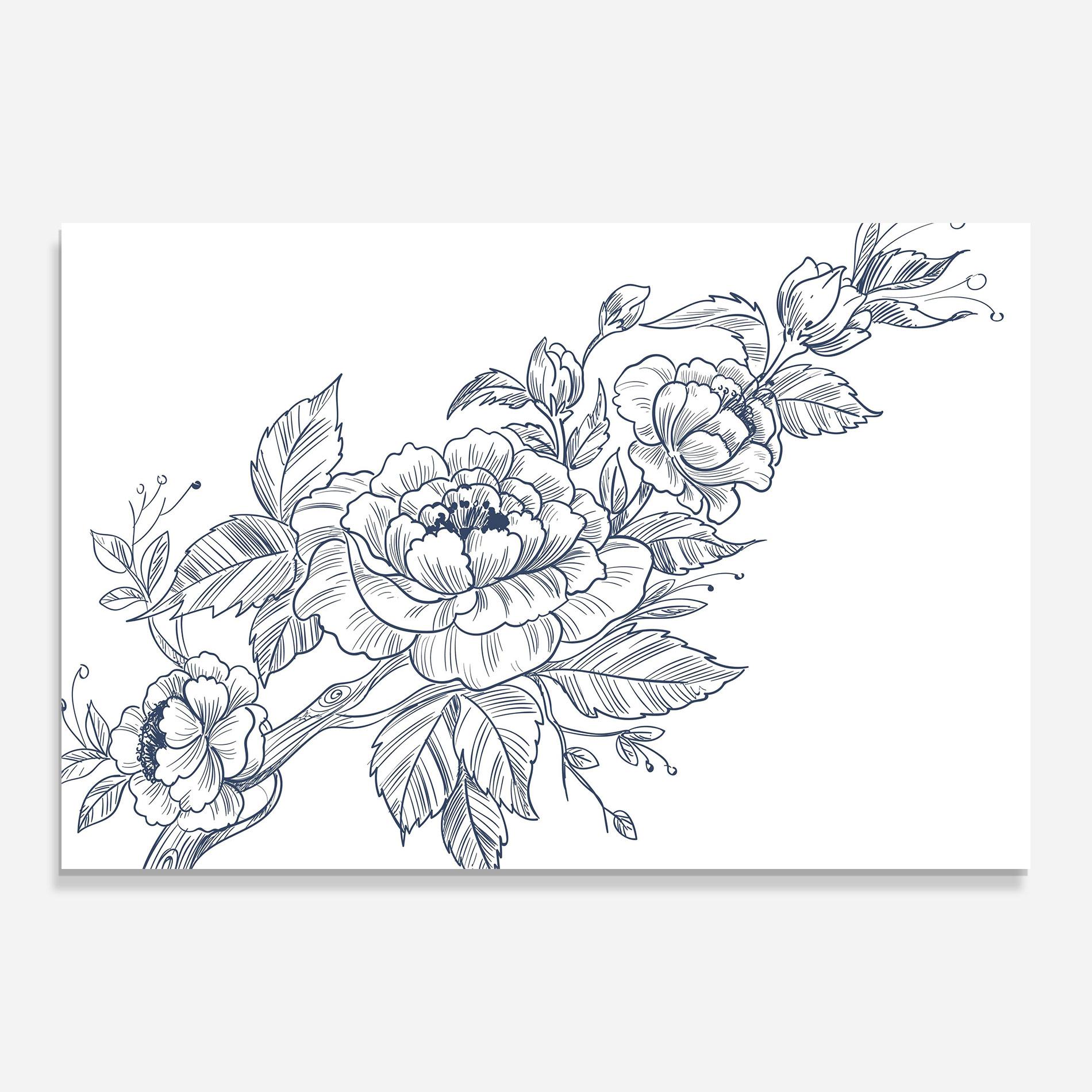 Glasbild Blue Line Roses mockup 0