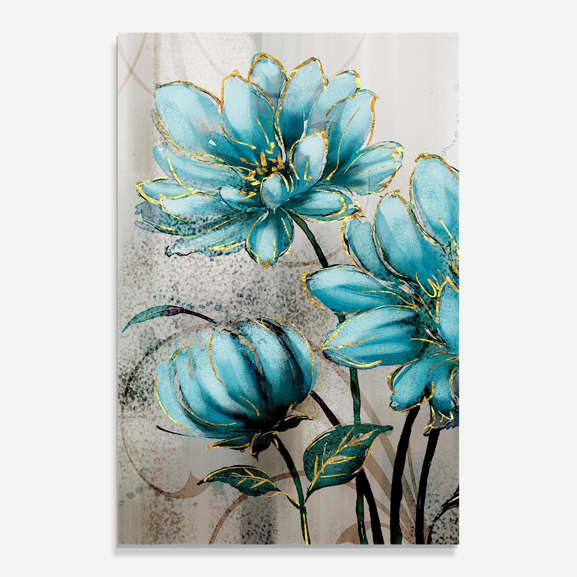 Glasbild Bujori Albastri mockup 0