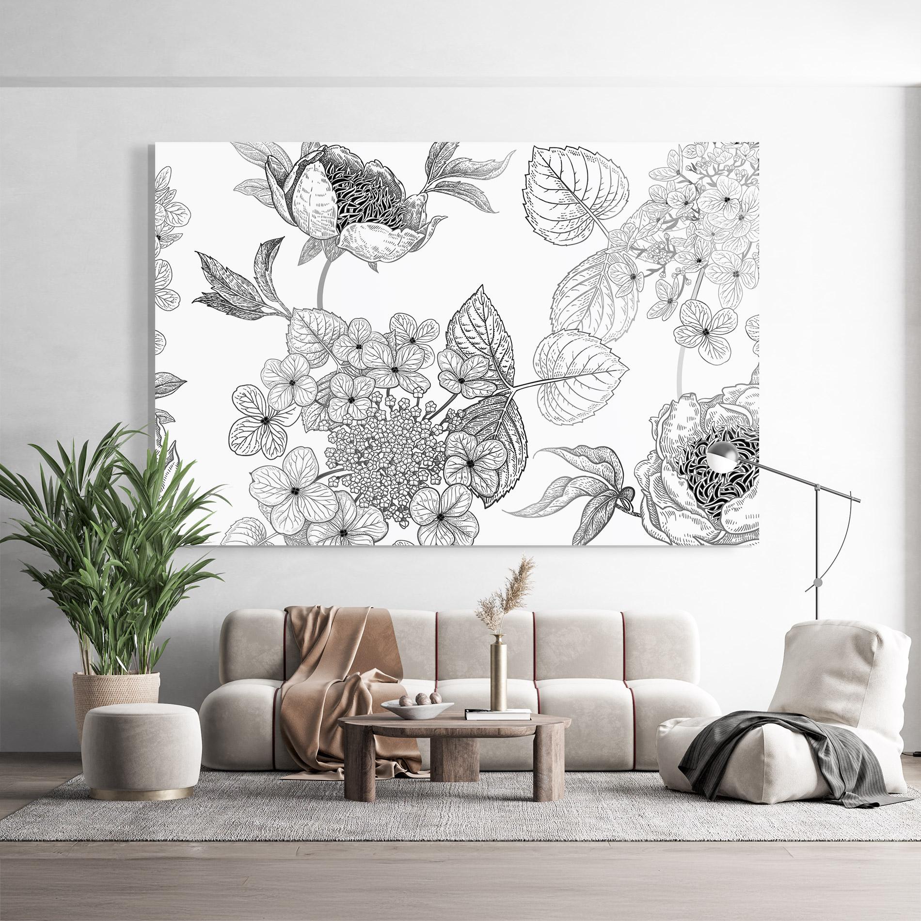 Glasbild Black Line Flower mockup 9