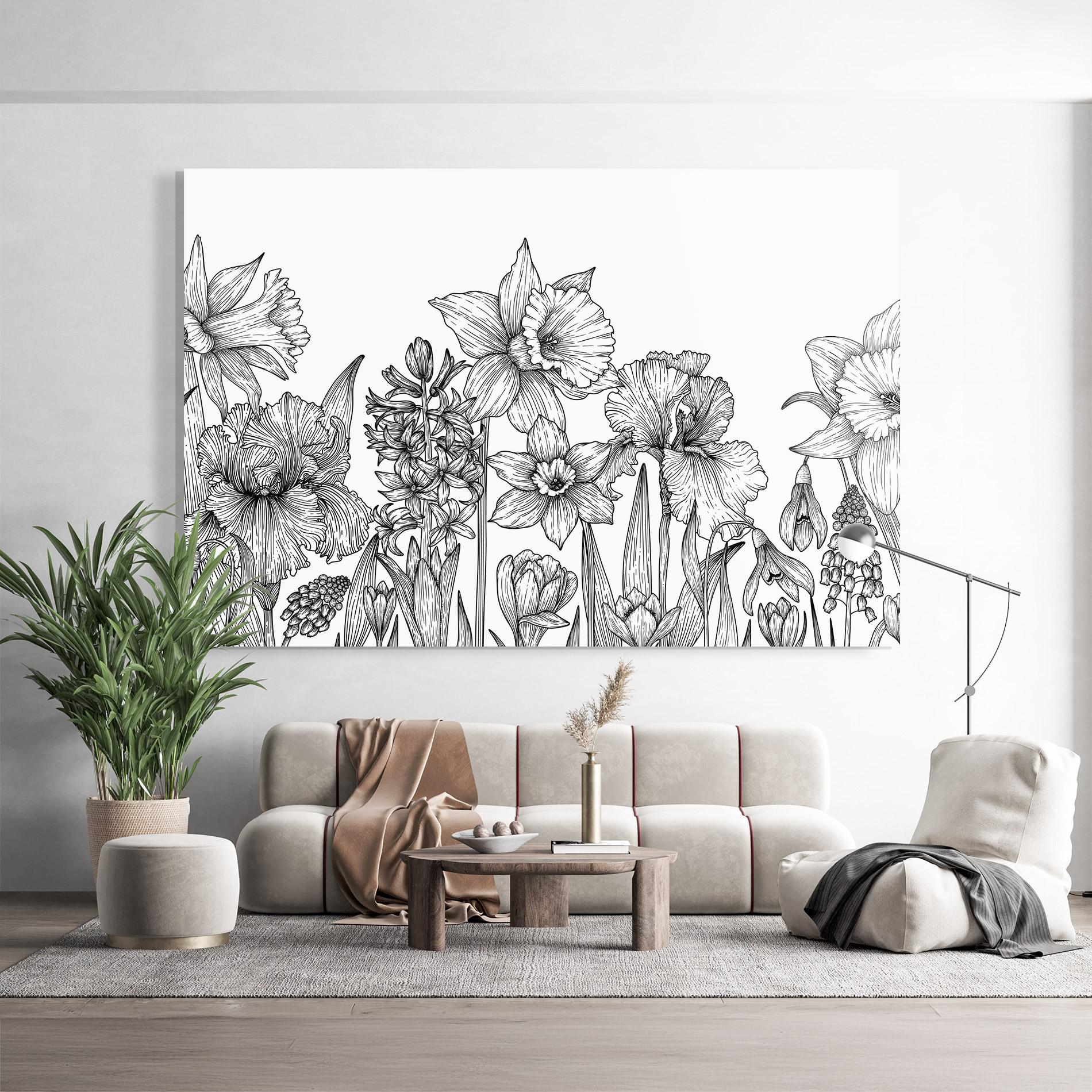 Glasbild Black Line Plant mockup 9