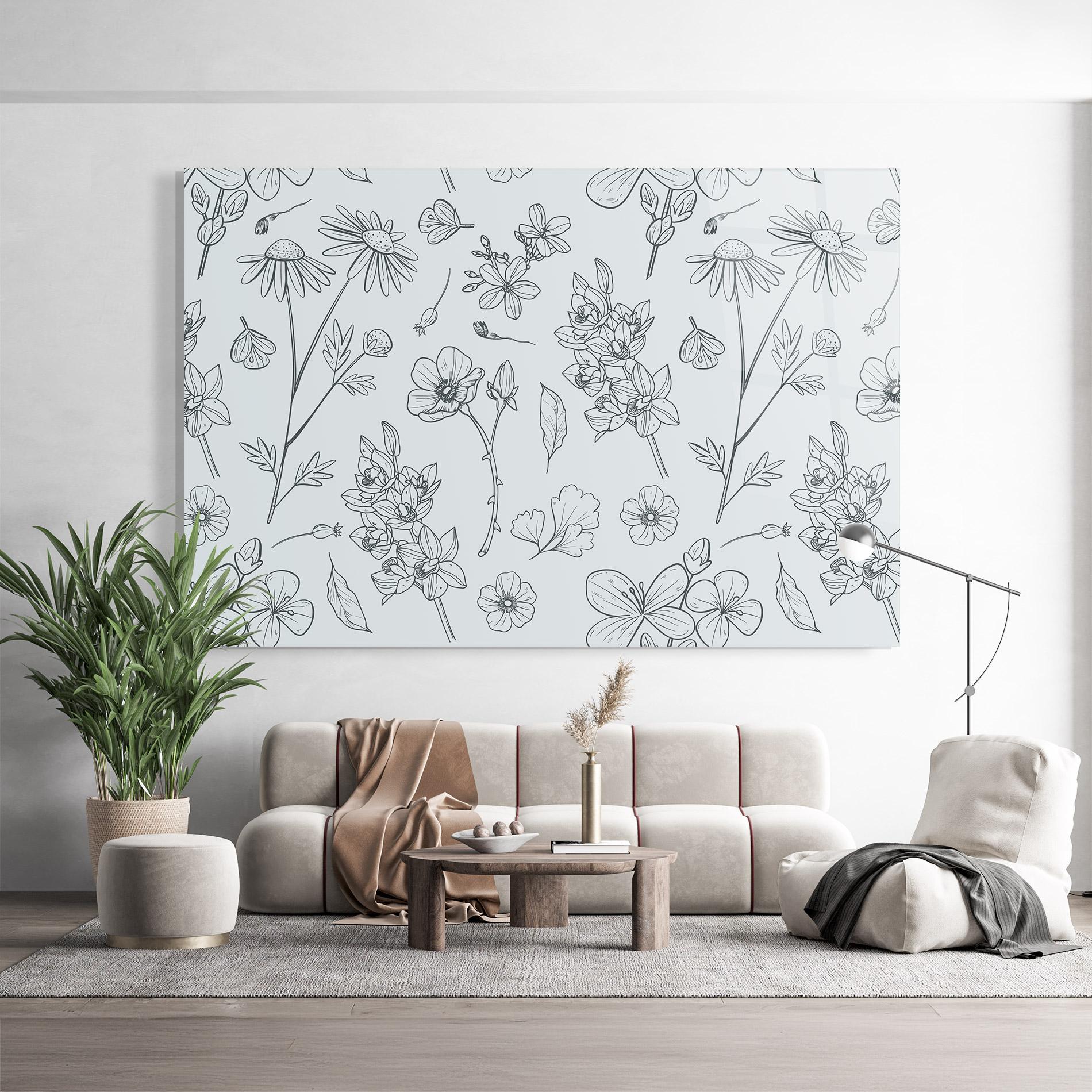 Glasbild Blue Flower Line mockup 9