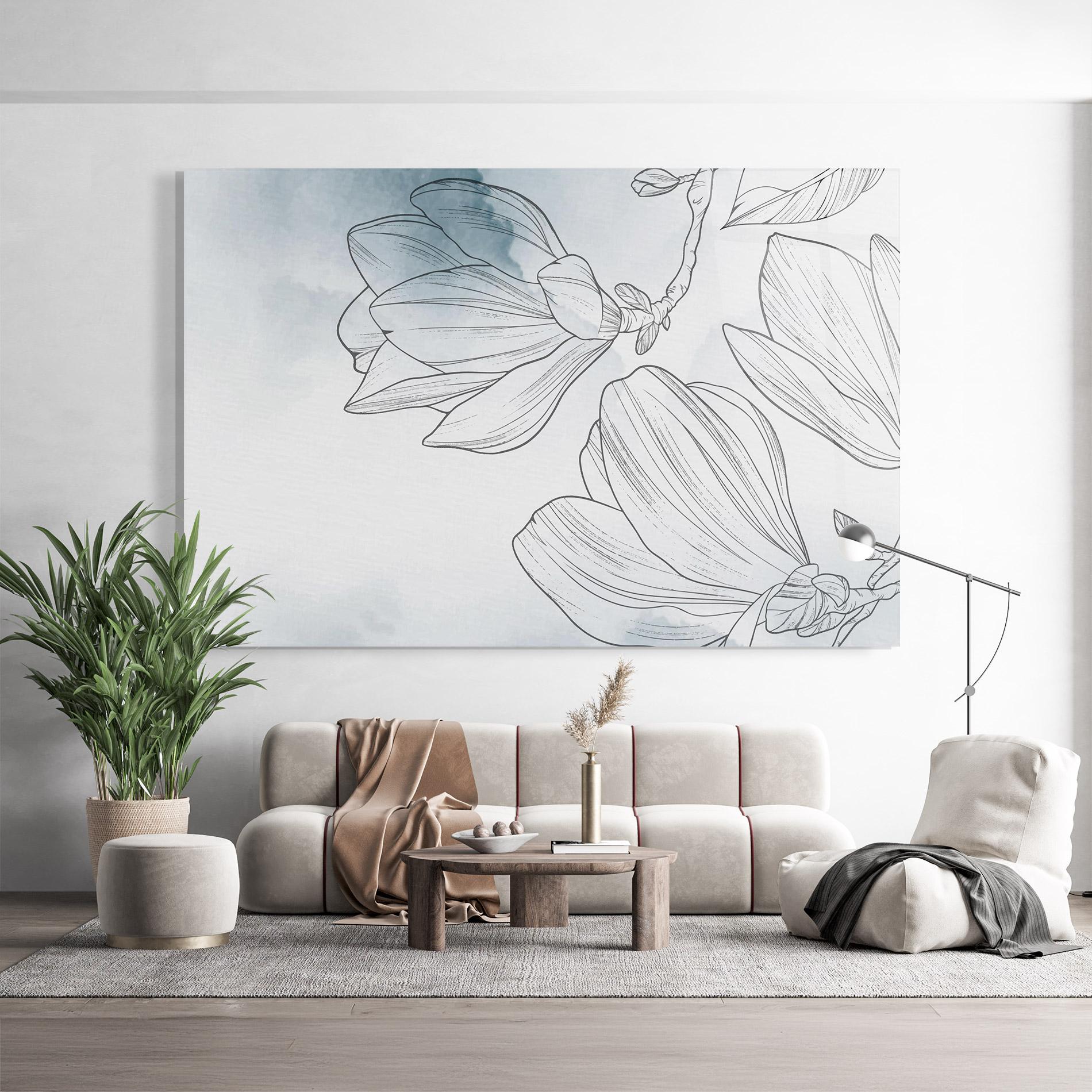 Glasbild Blue Line Flower mockup 9