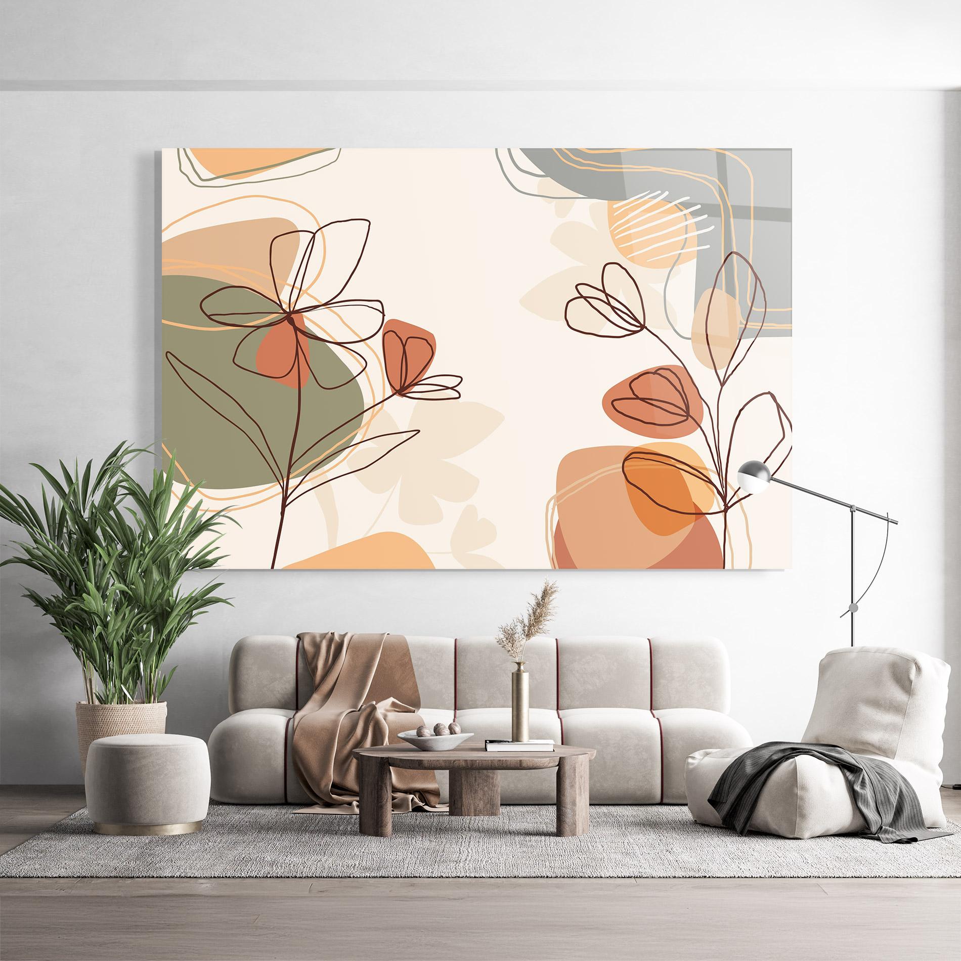 Glasbild Brown Line Plants mockup 9