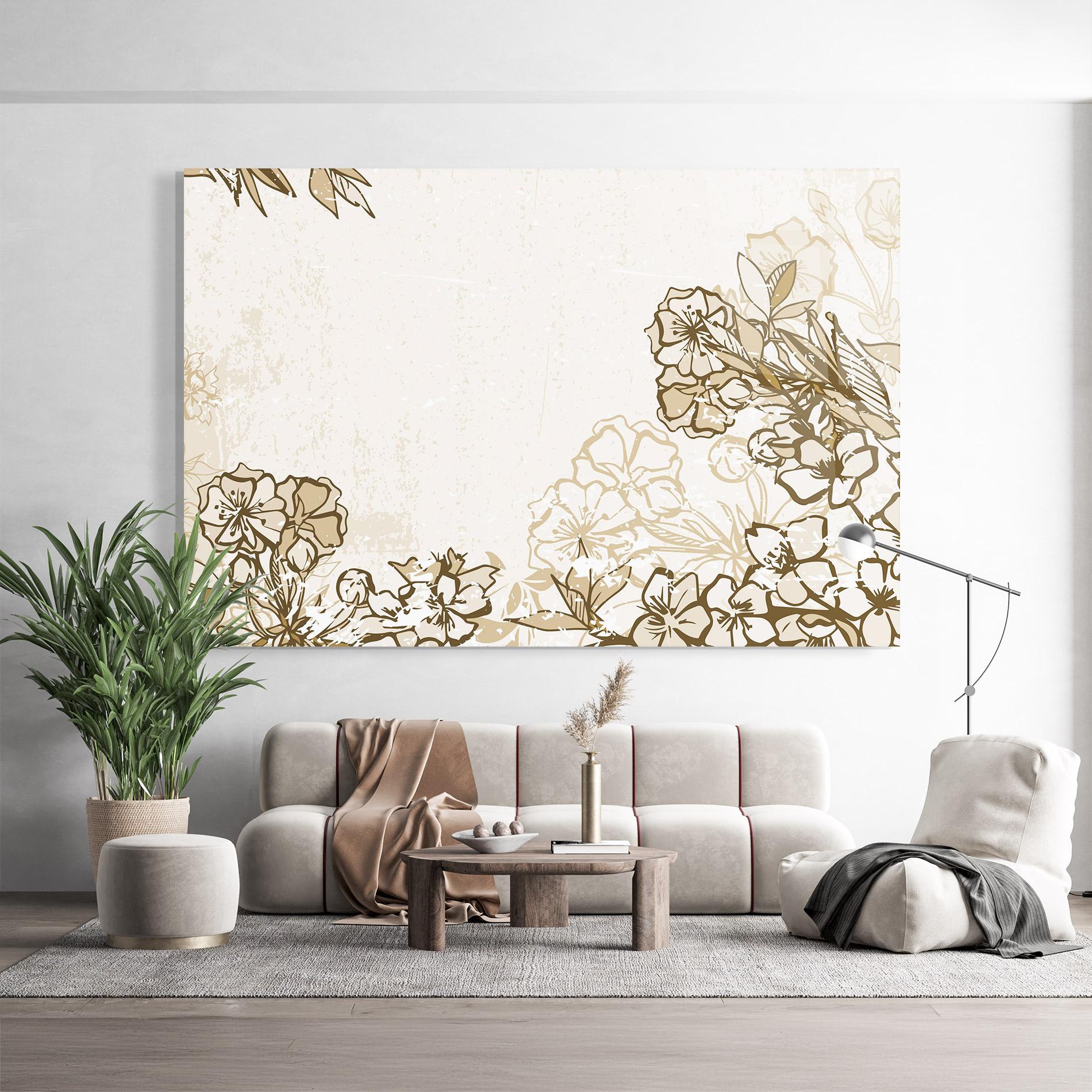 Glasbild Cream Brown Flower mockup 9