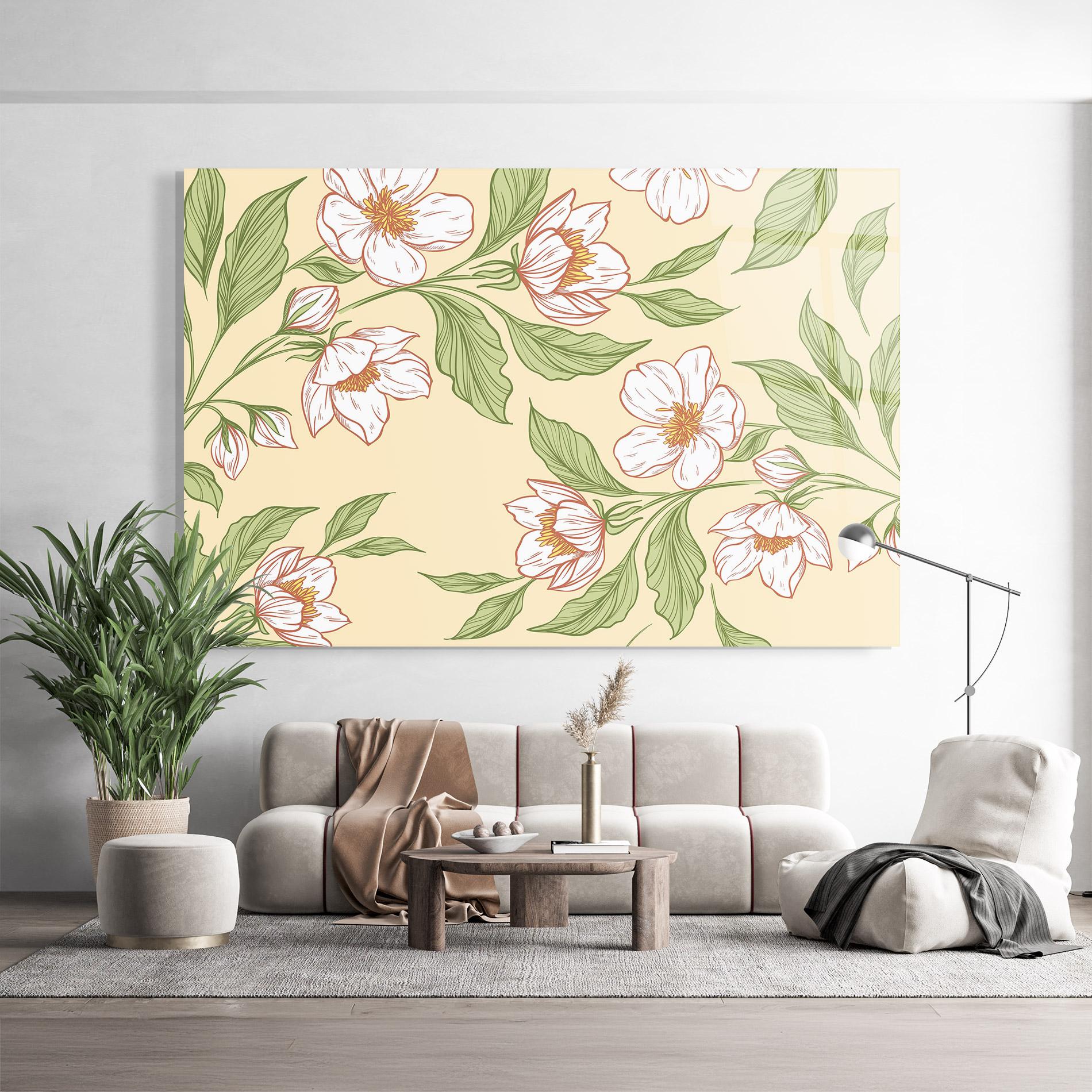 Glasbild Cream Flower White mockup 9