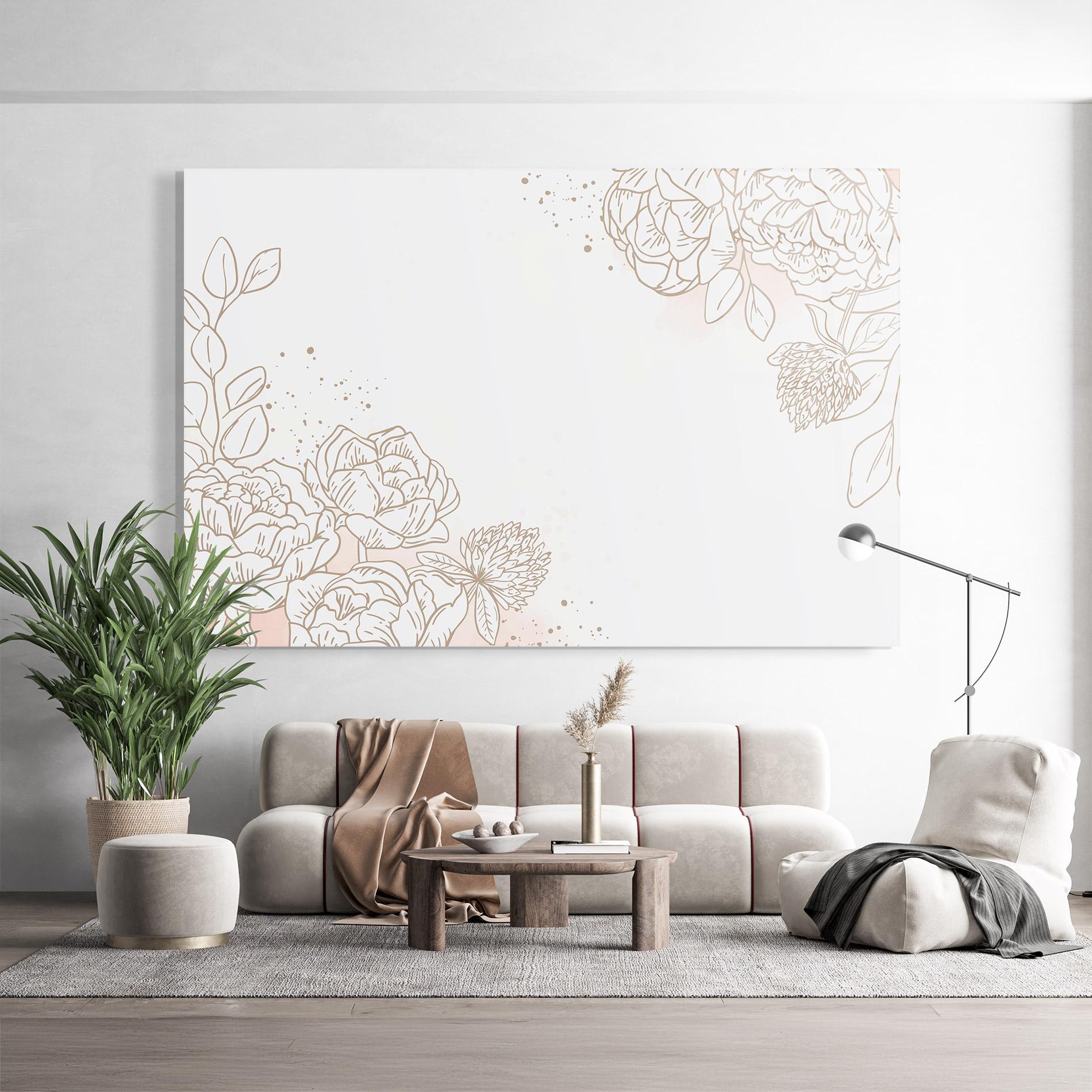 Glasbild Cream Line Flower mockup 9