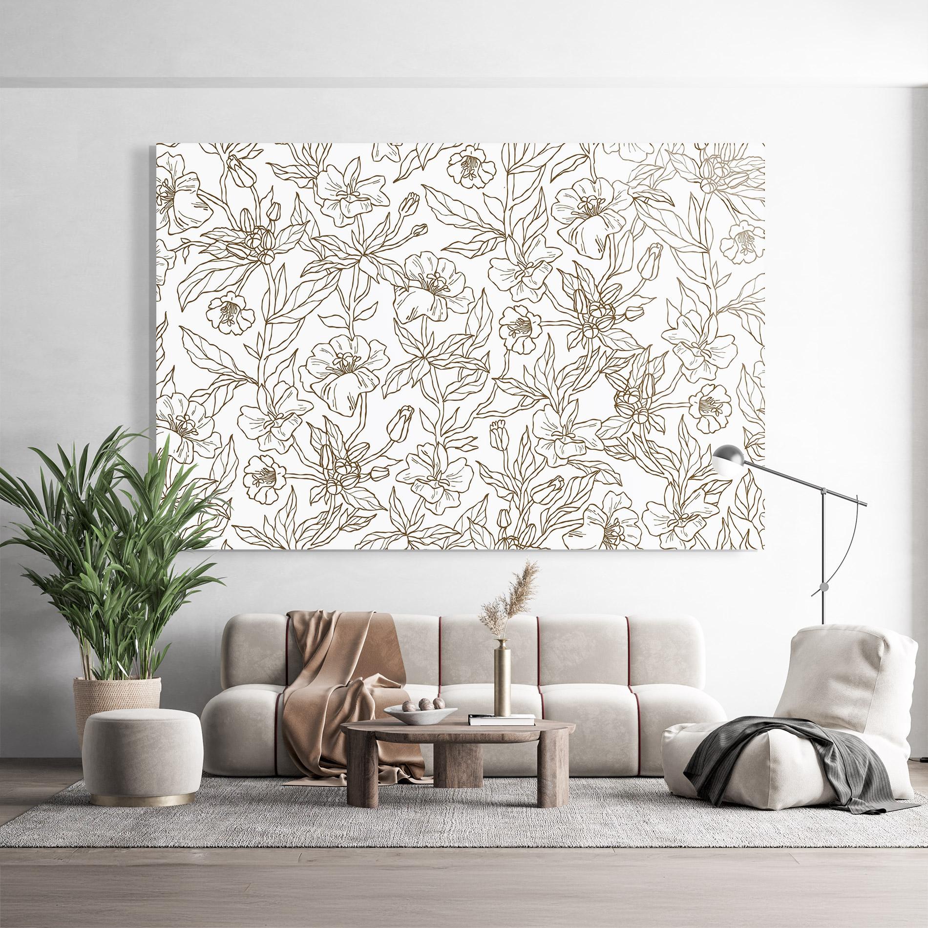 Glasbild Cream Line Flowers mockup 9