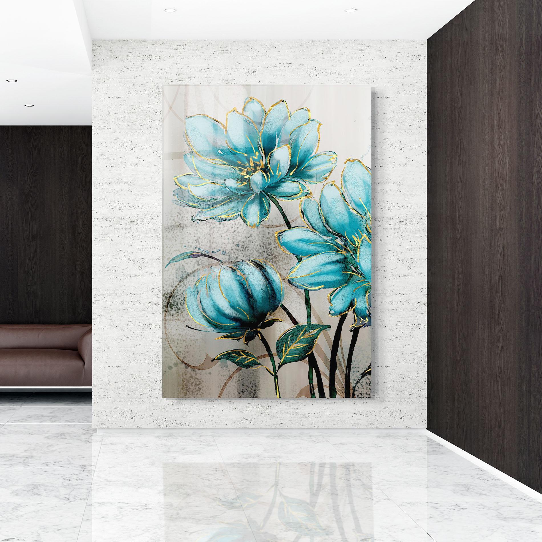 Glasbild Bujori Albastri mockup 9