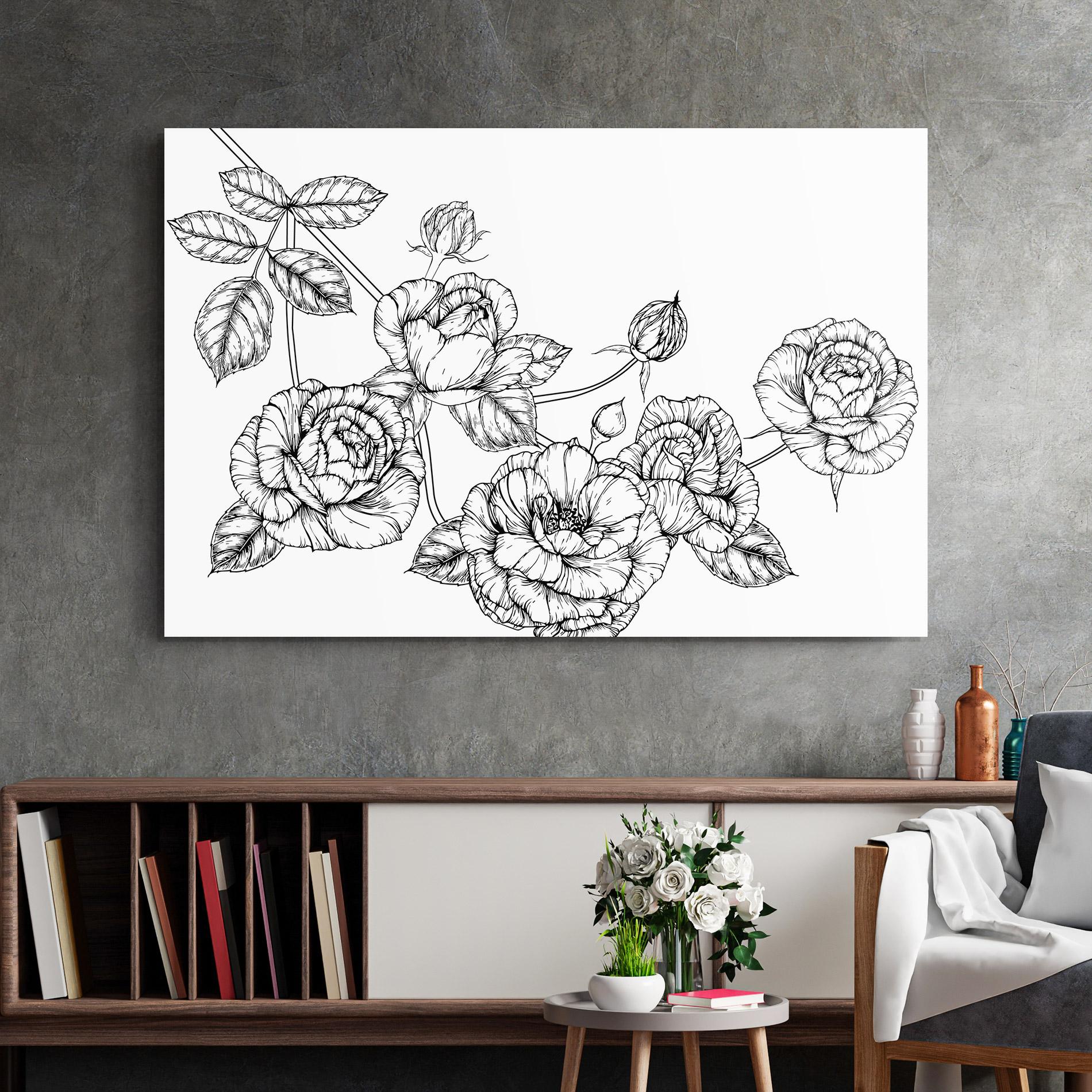 Glasbild Big Roses Line mockup 2