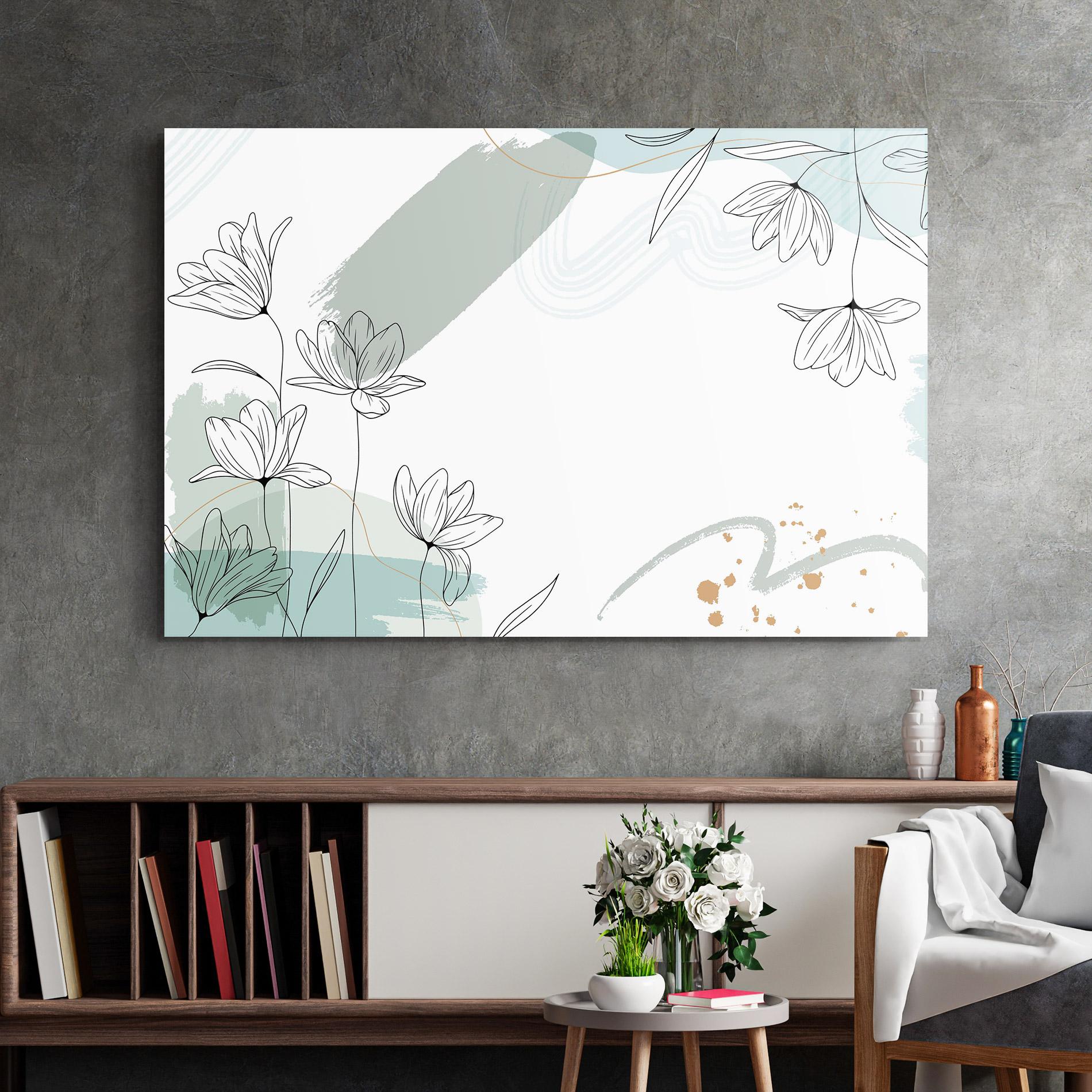 Glasbild Black Blue Line mockup 2