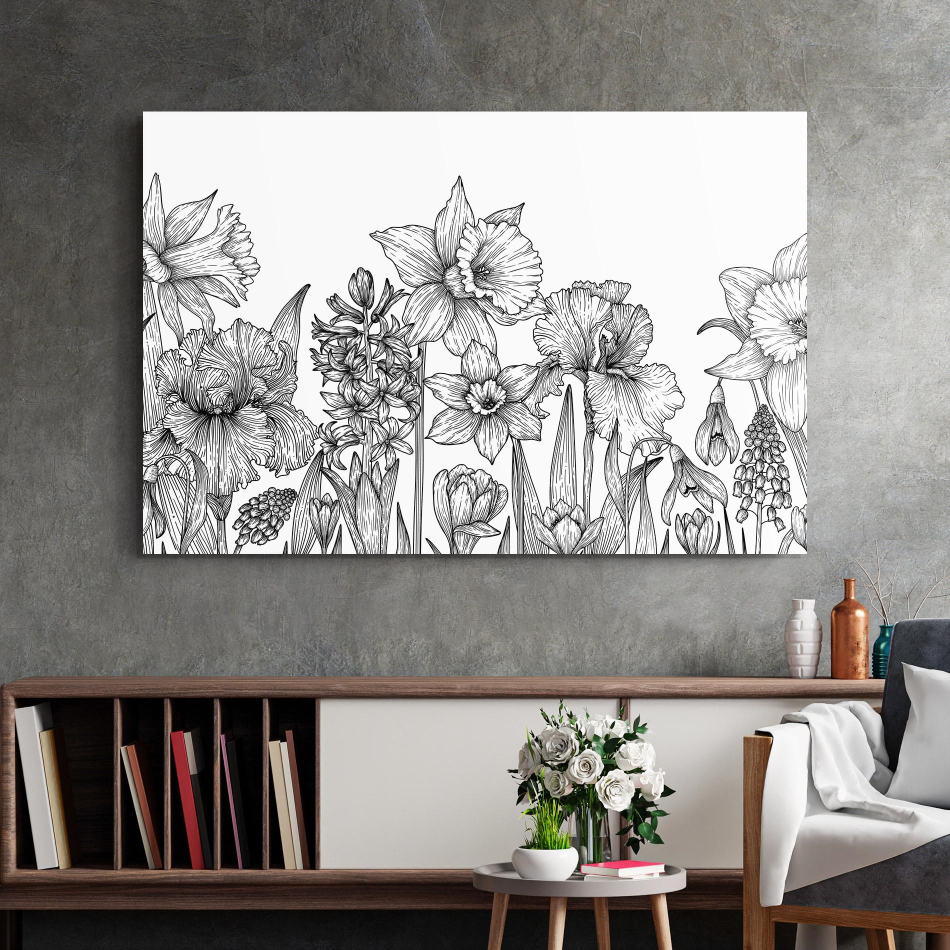 Glasbild Black Line Plant mockup 2