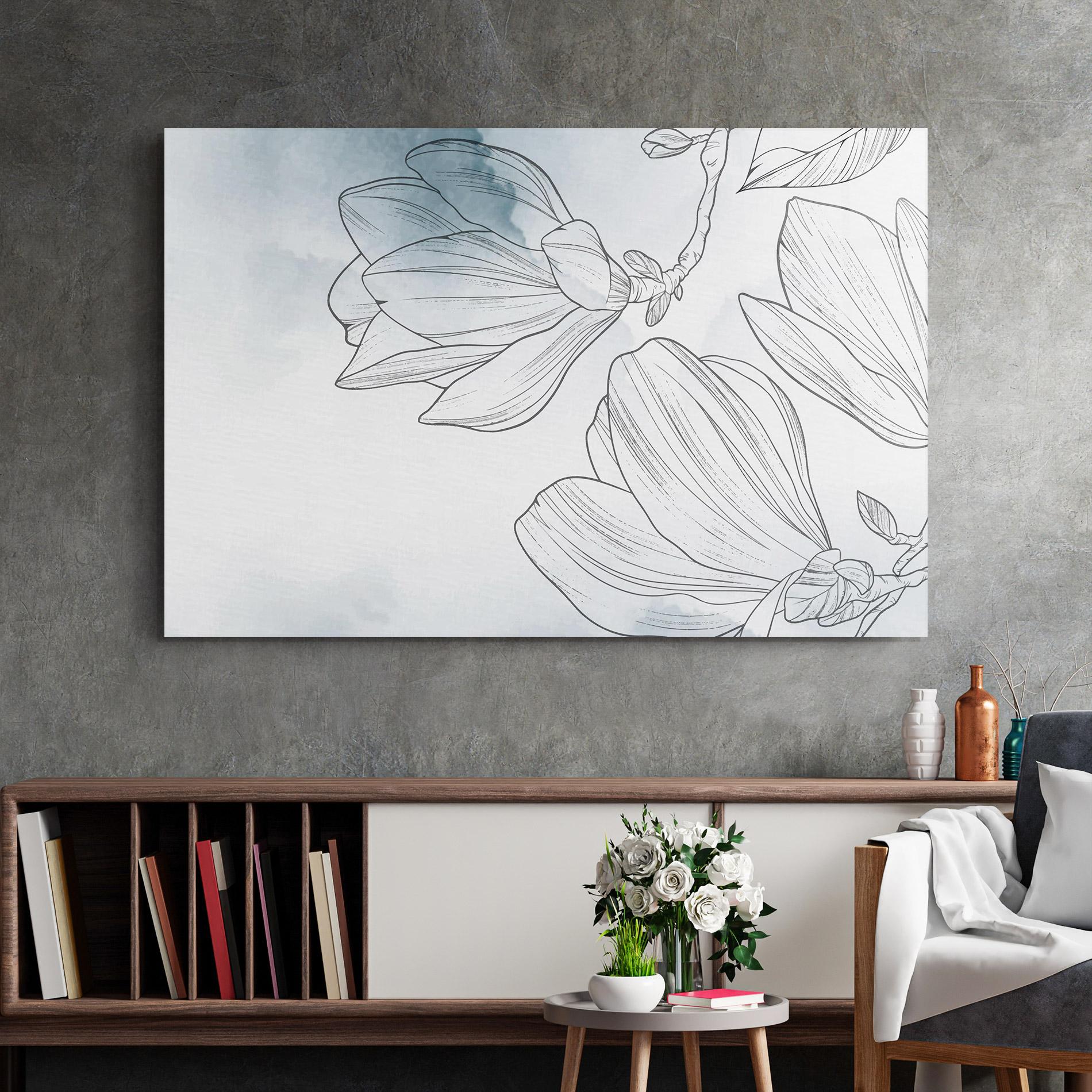 Glasbild Blue Line Flower mockup 2