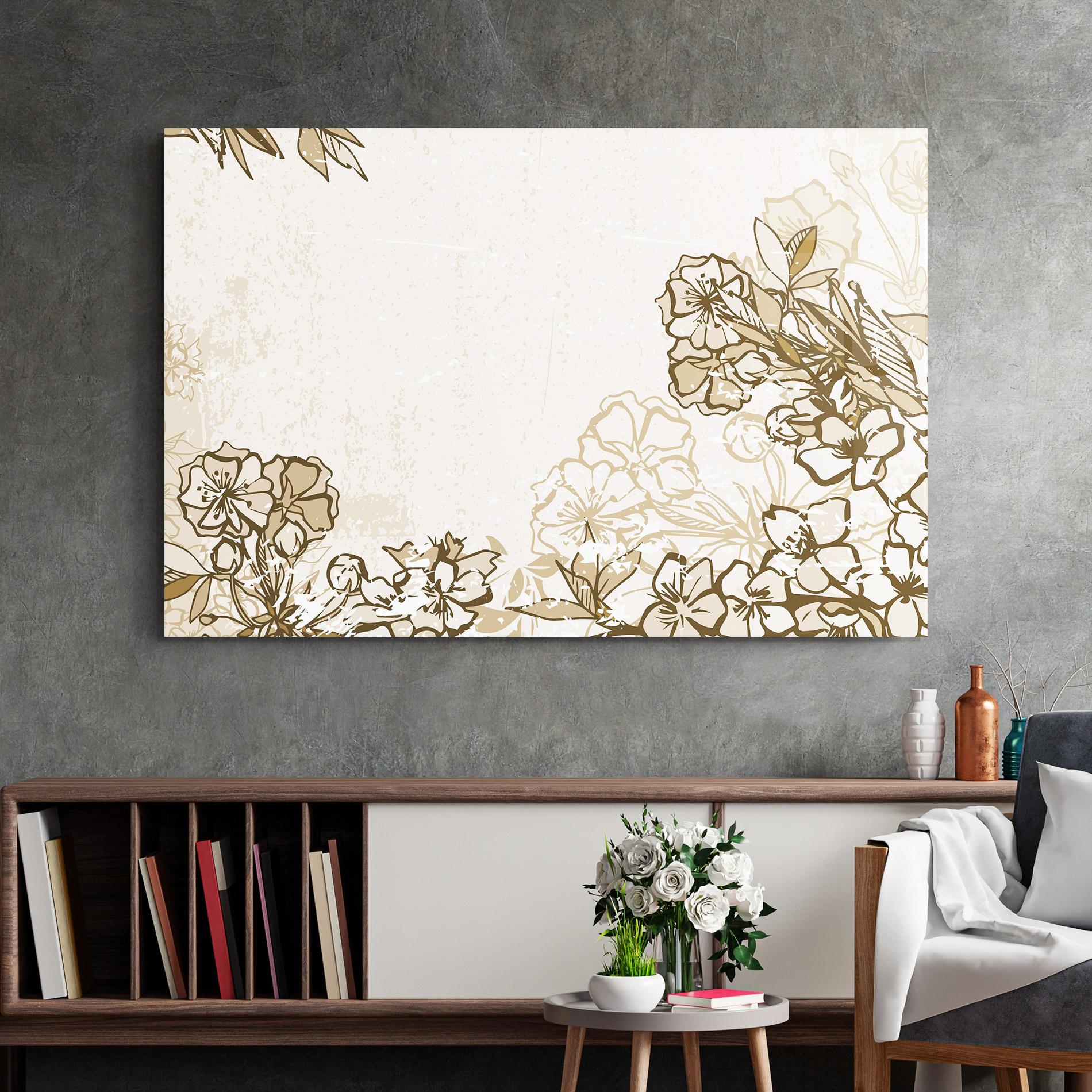 Glasbild Cream Brown Flower mockup 2