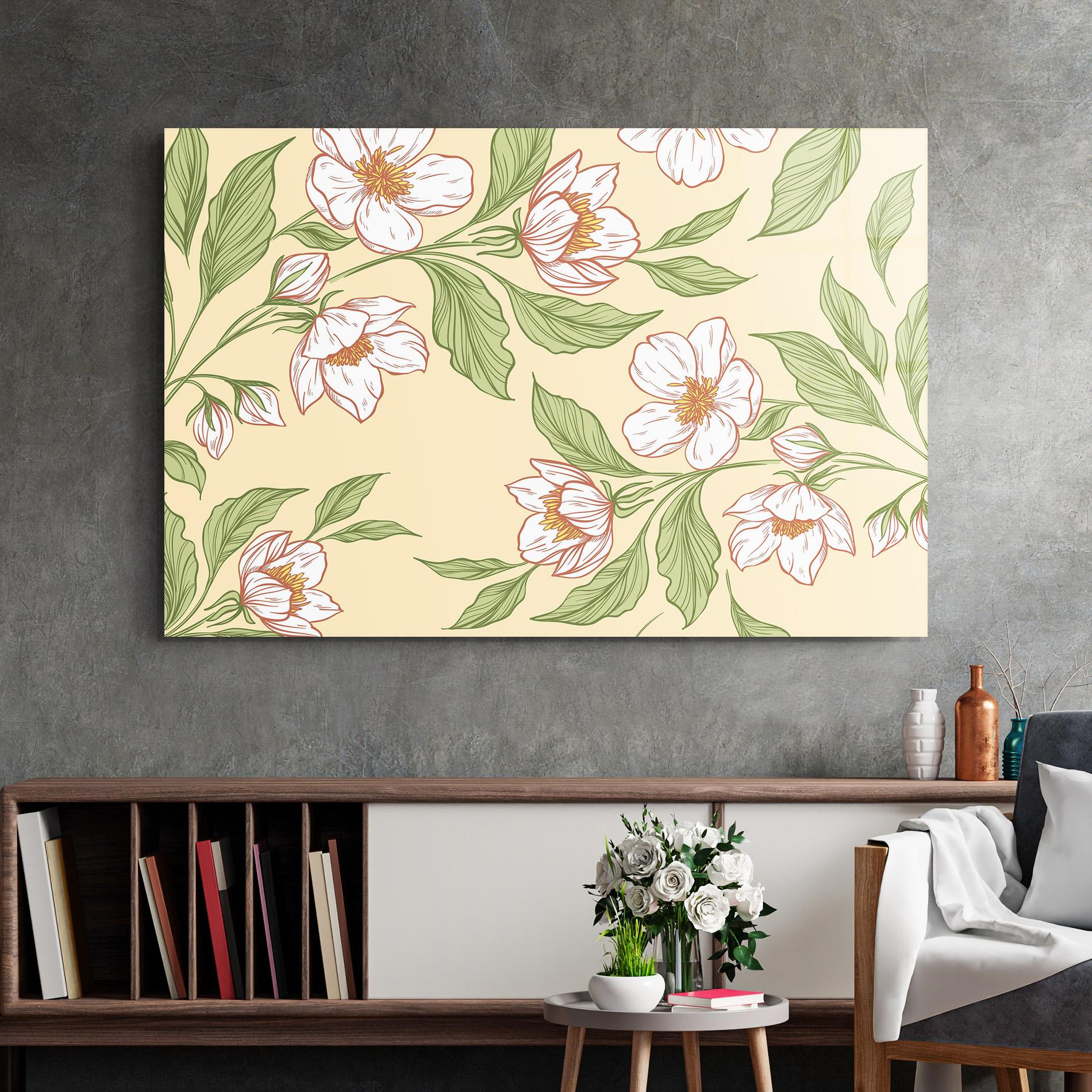 Glasbild Cream Flower White mockup 2
