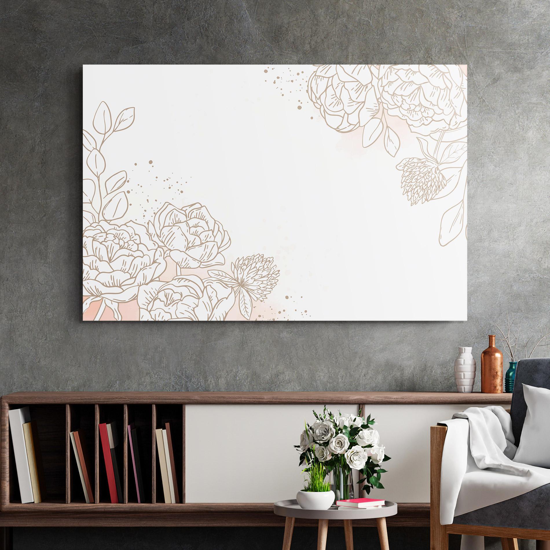 Glasbild Cream Line Flower mockup 2