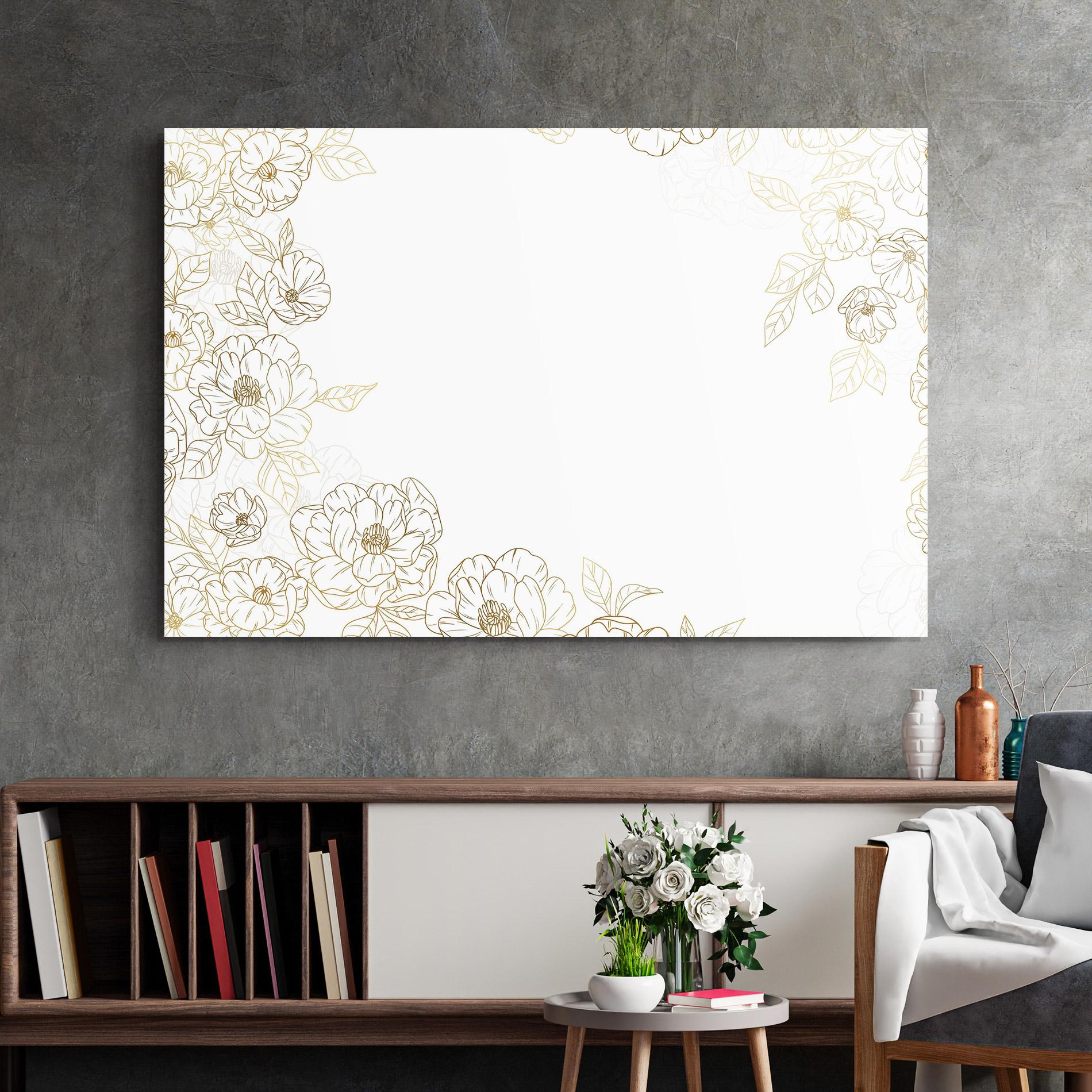 Glasbild Flower Gold Line mockup 2