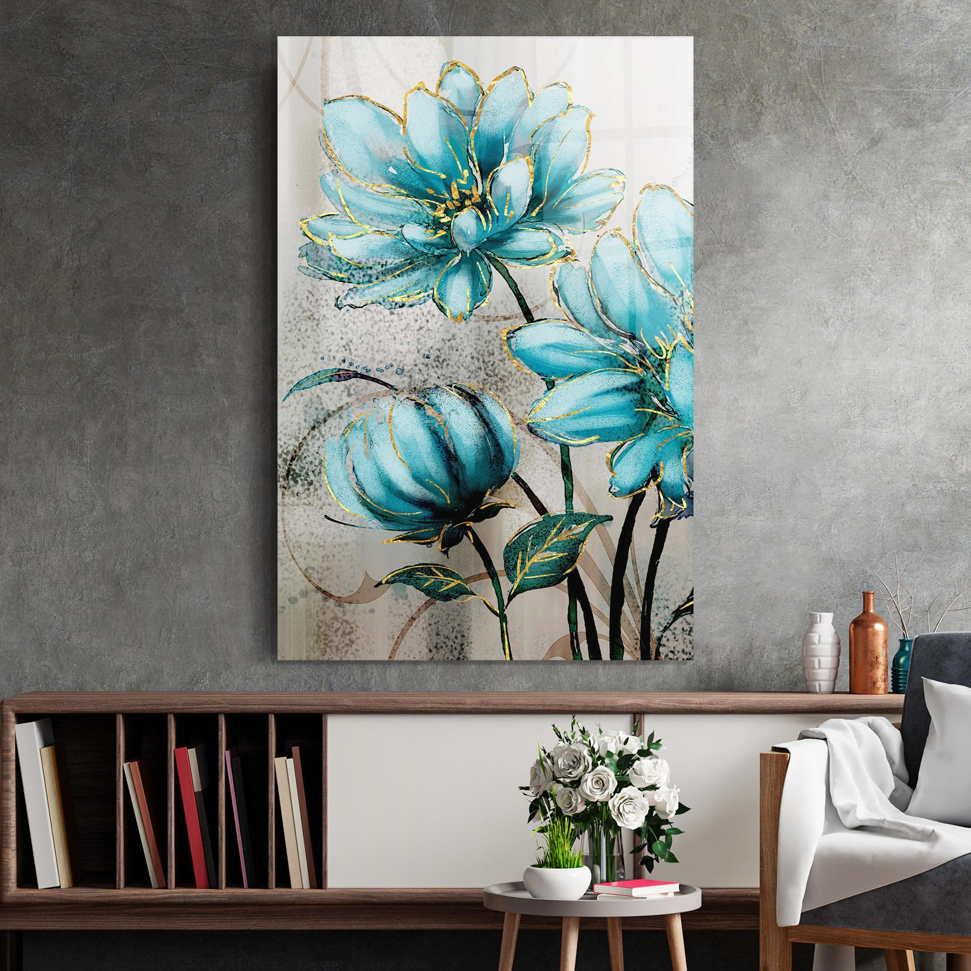 Glasbild Bujori Albastri mockup 2