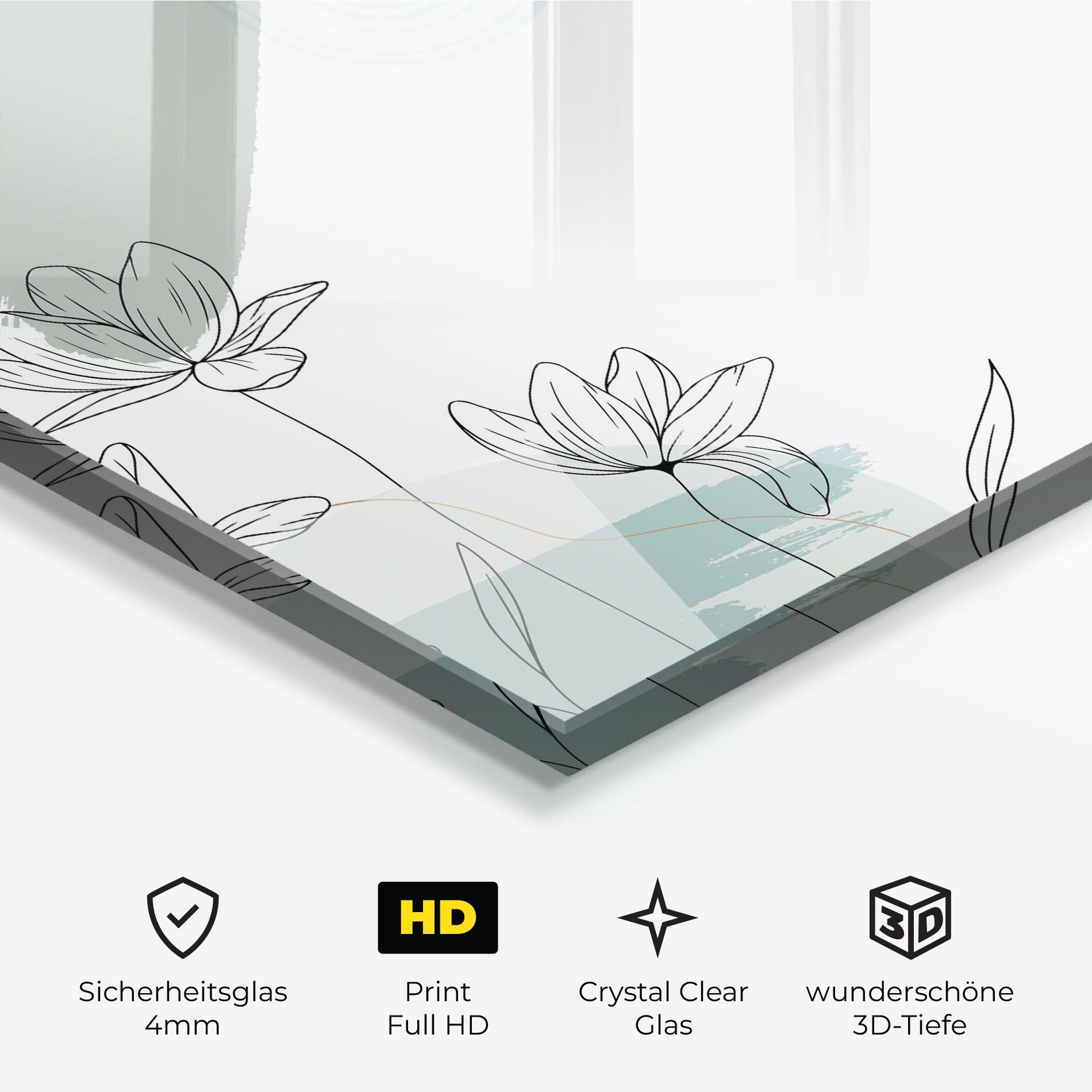 Glasbild Black Blue Line mockup 3