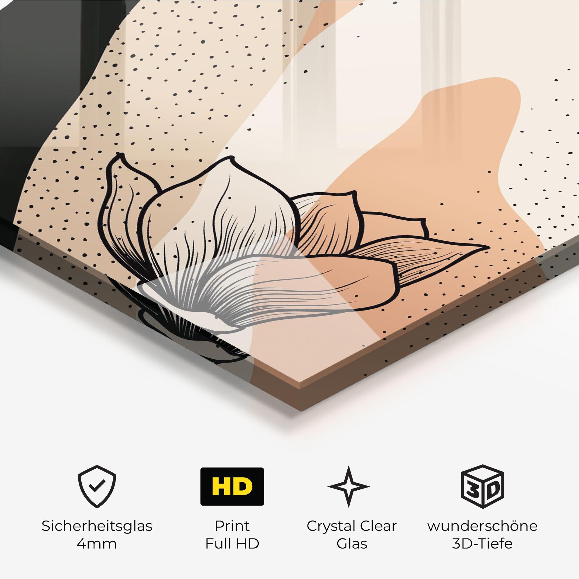 Glasbild Black Line Art Plant mockup 3