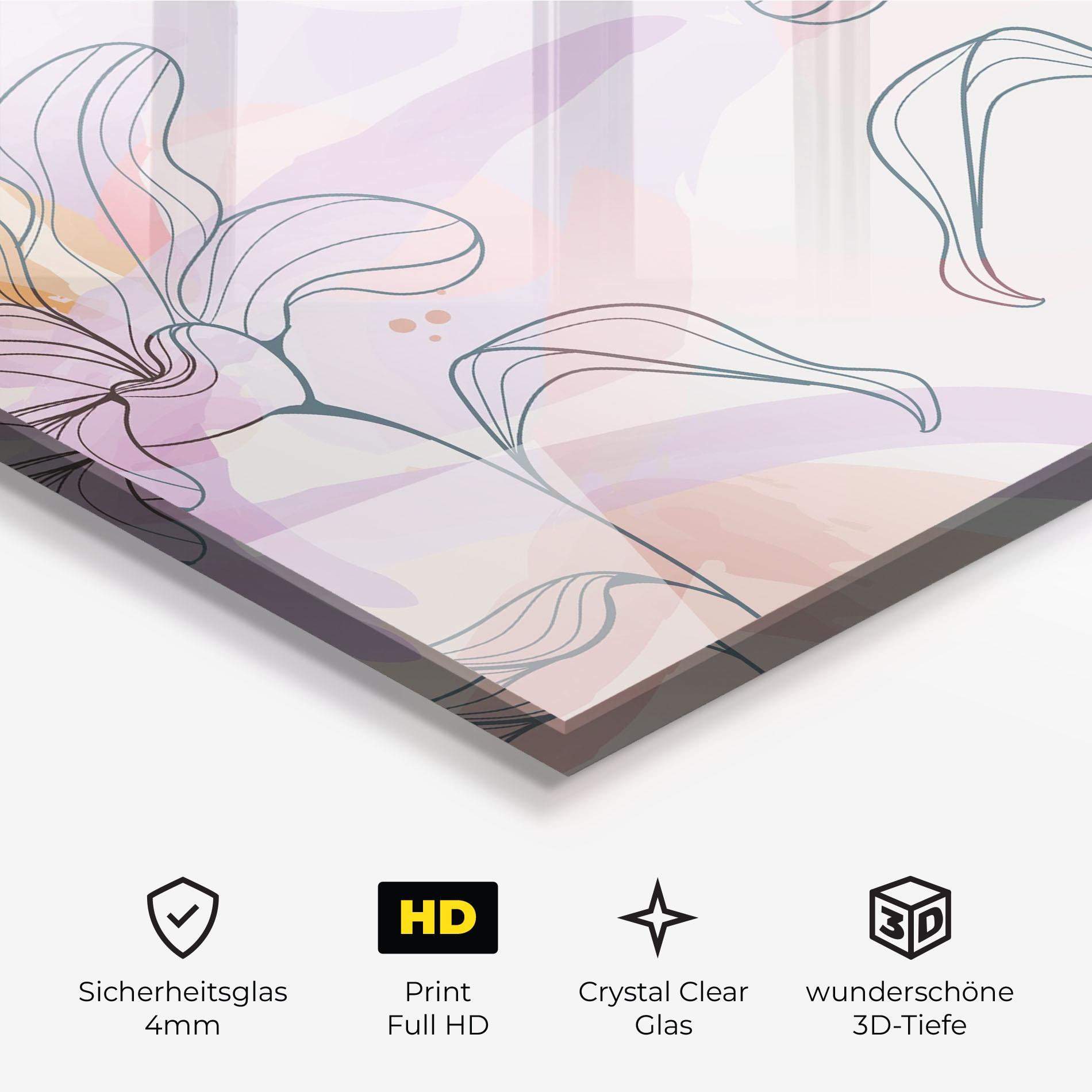 Glasbild Blue Color Line Flower mockup 3