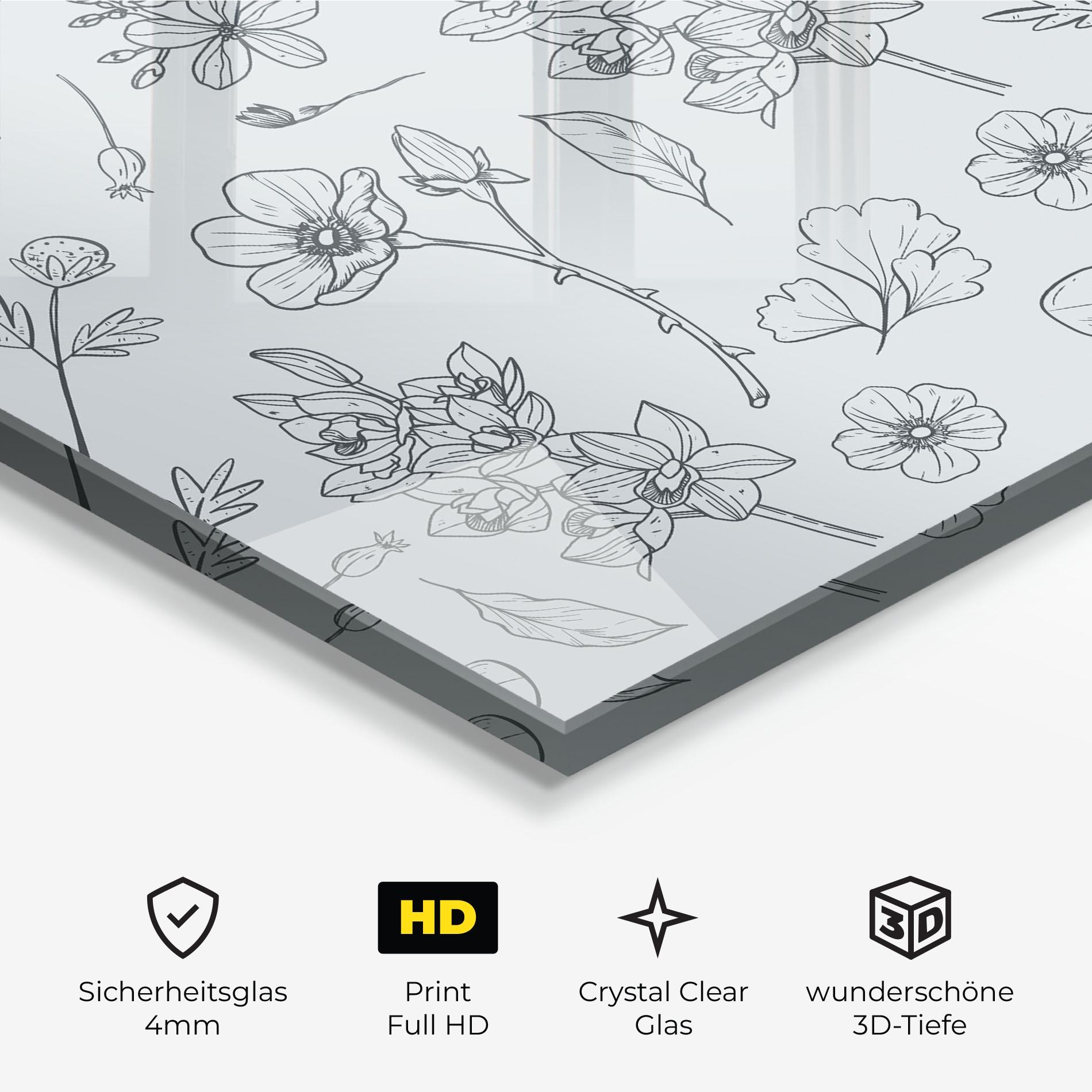 Glasbild Blue Flower Line mockup 3