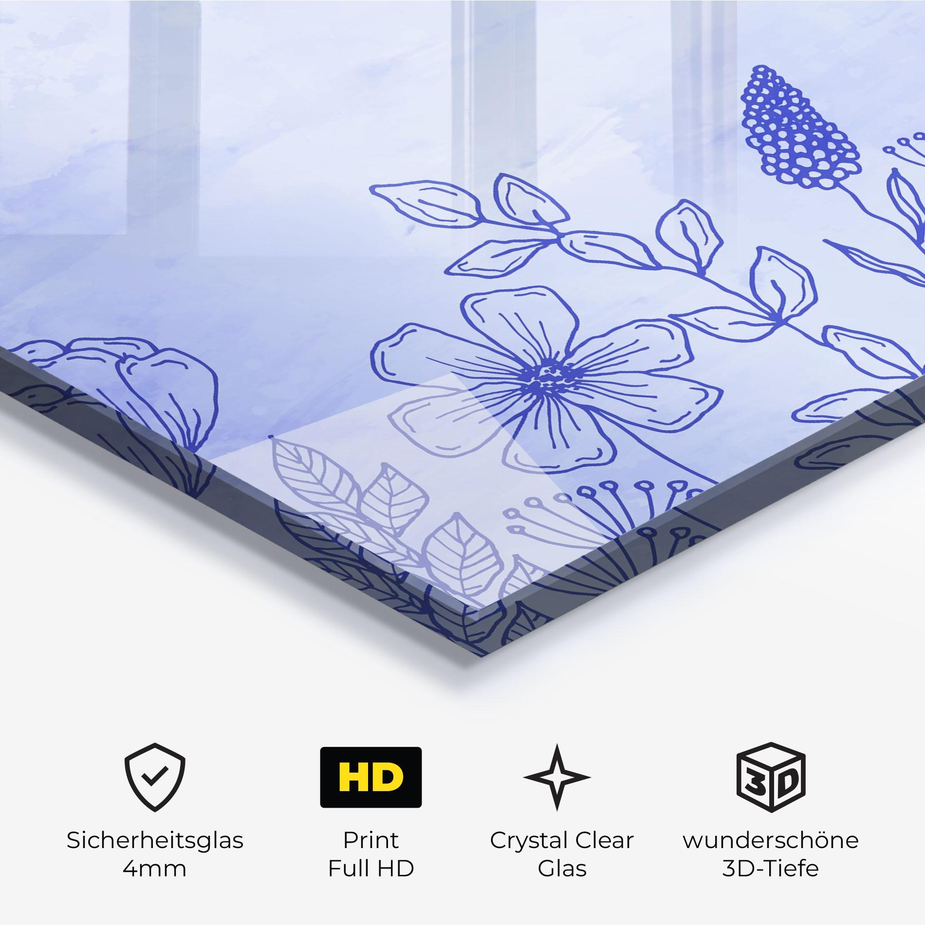 Glasbild Blue Line Plant mockup 3