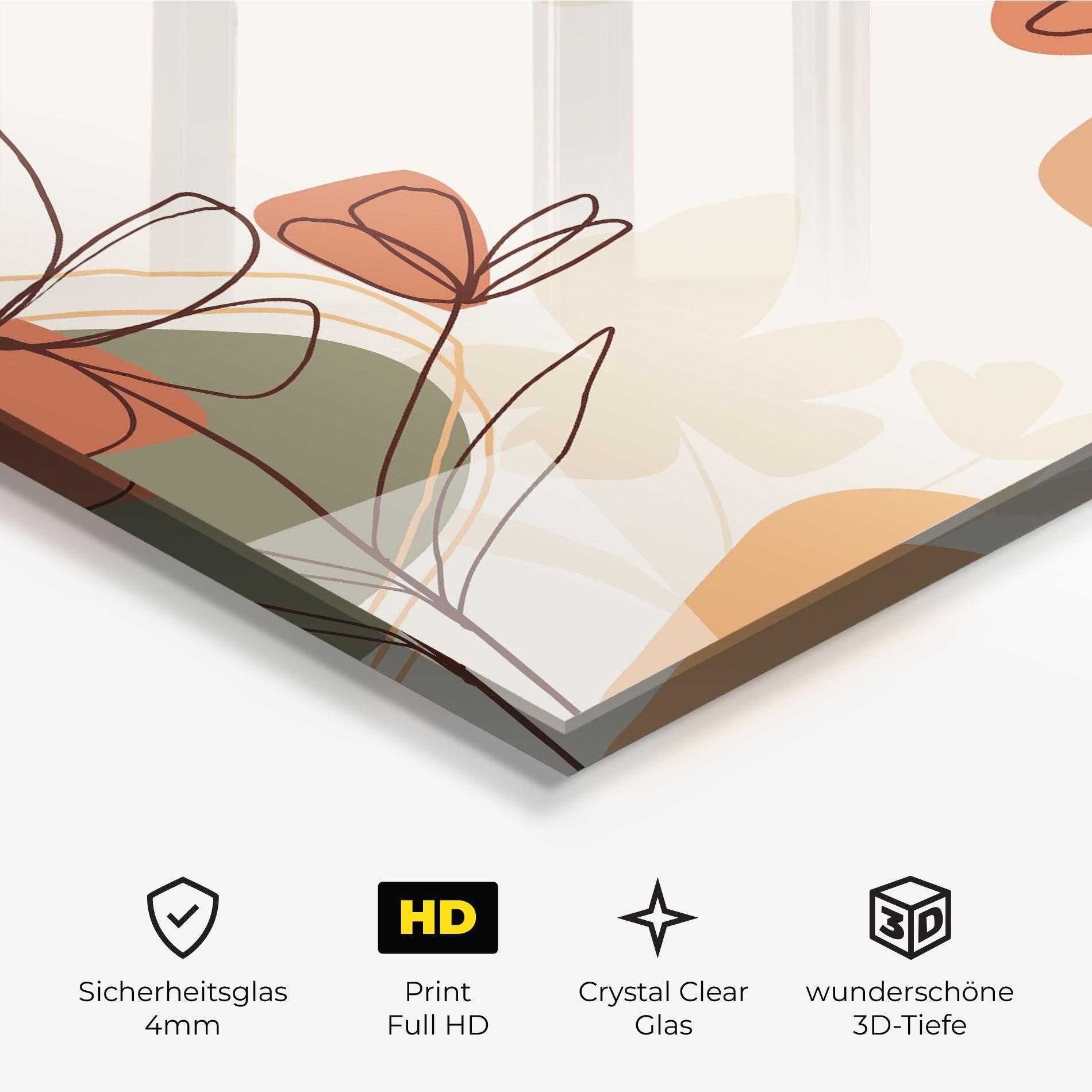 Glasbild Brown Line Plants mockup 3