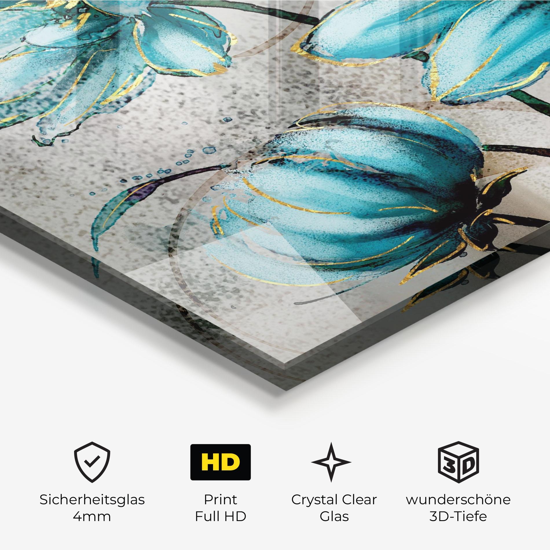 Glasbild Bujori Albastri mockup 3