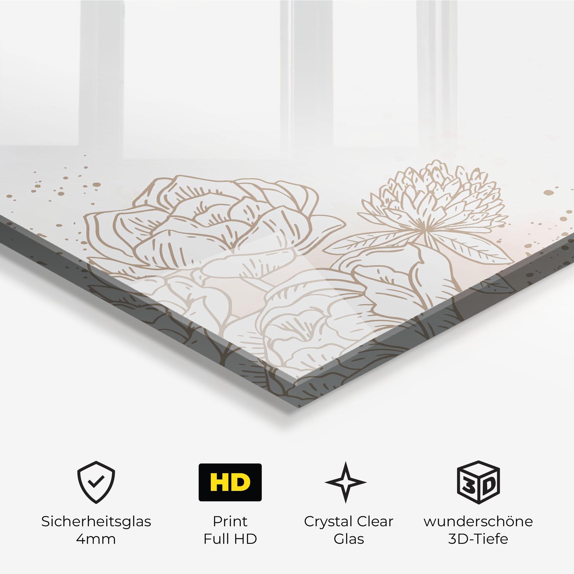 Glasbild Cream Line Flower mockup 3