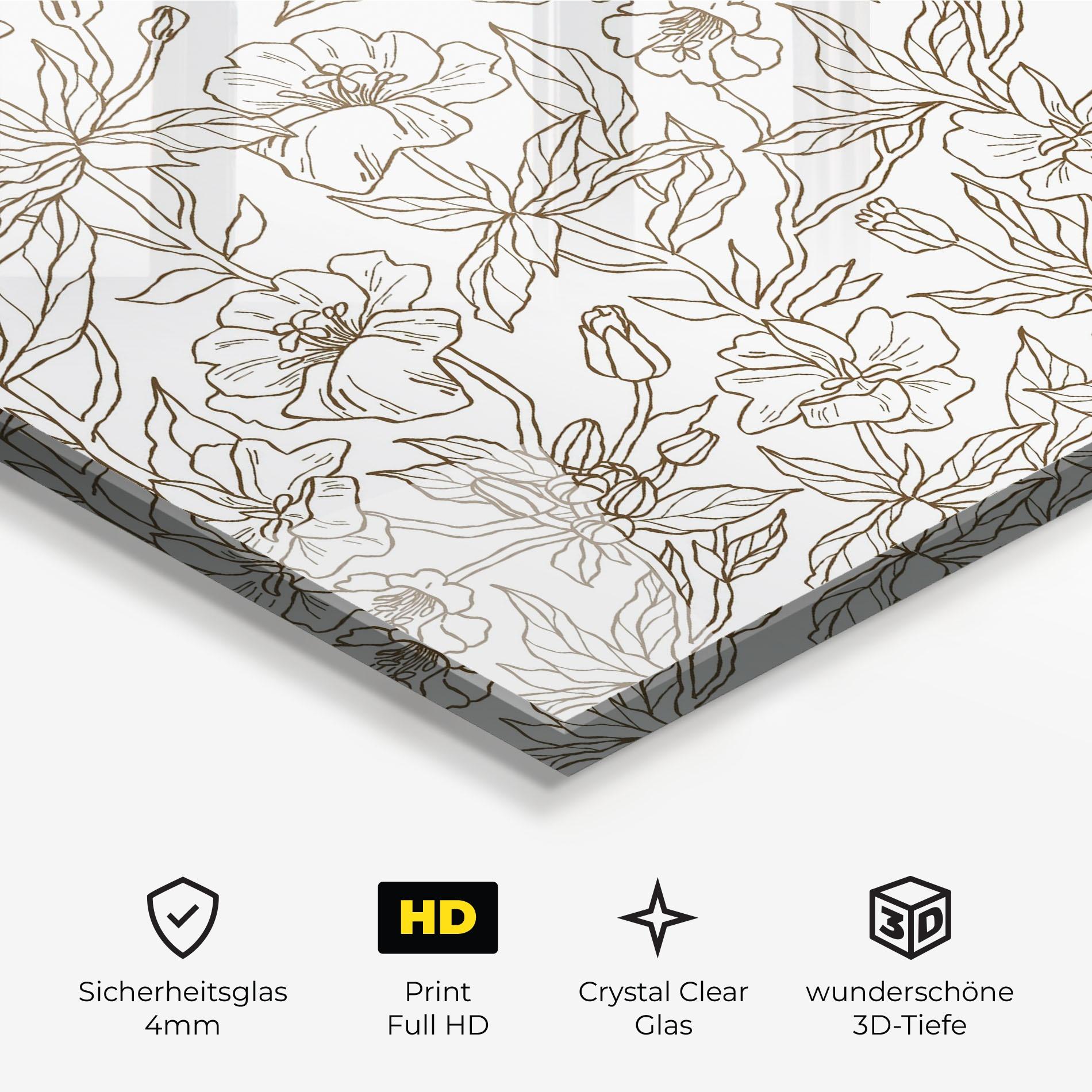 Glasbild Cream Line Flowers mockup 3