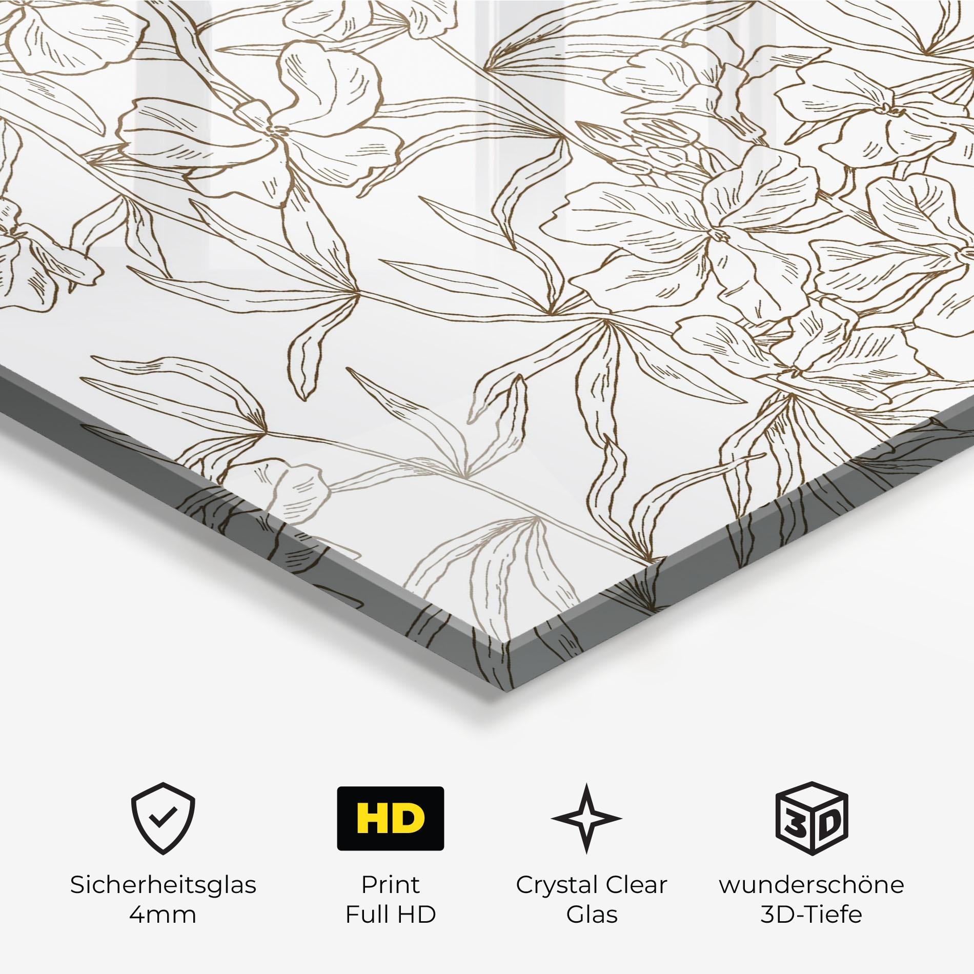 Glasbild Flower Brown Line mockup 3