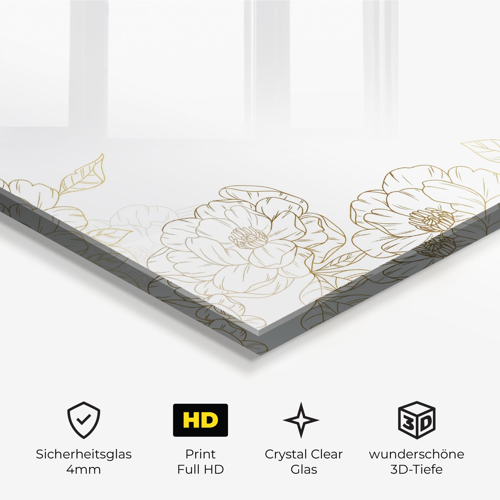 Glasbild Flower Gold Line mockup 3