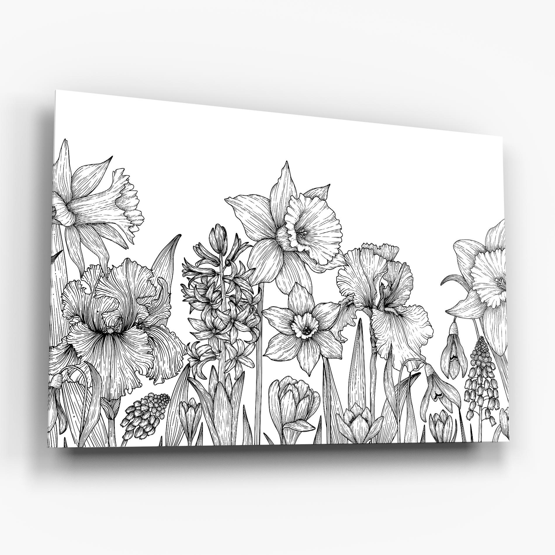 Glasbild Black Line Plant mockup 6