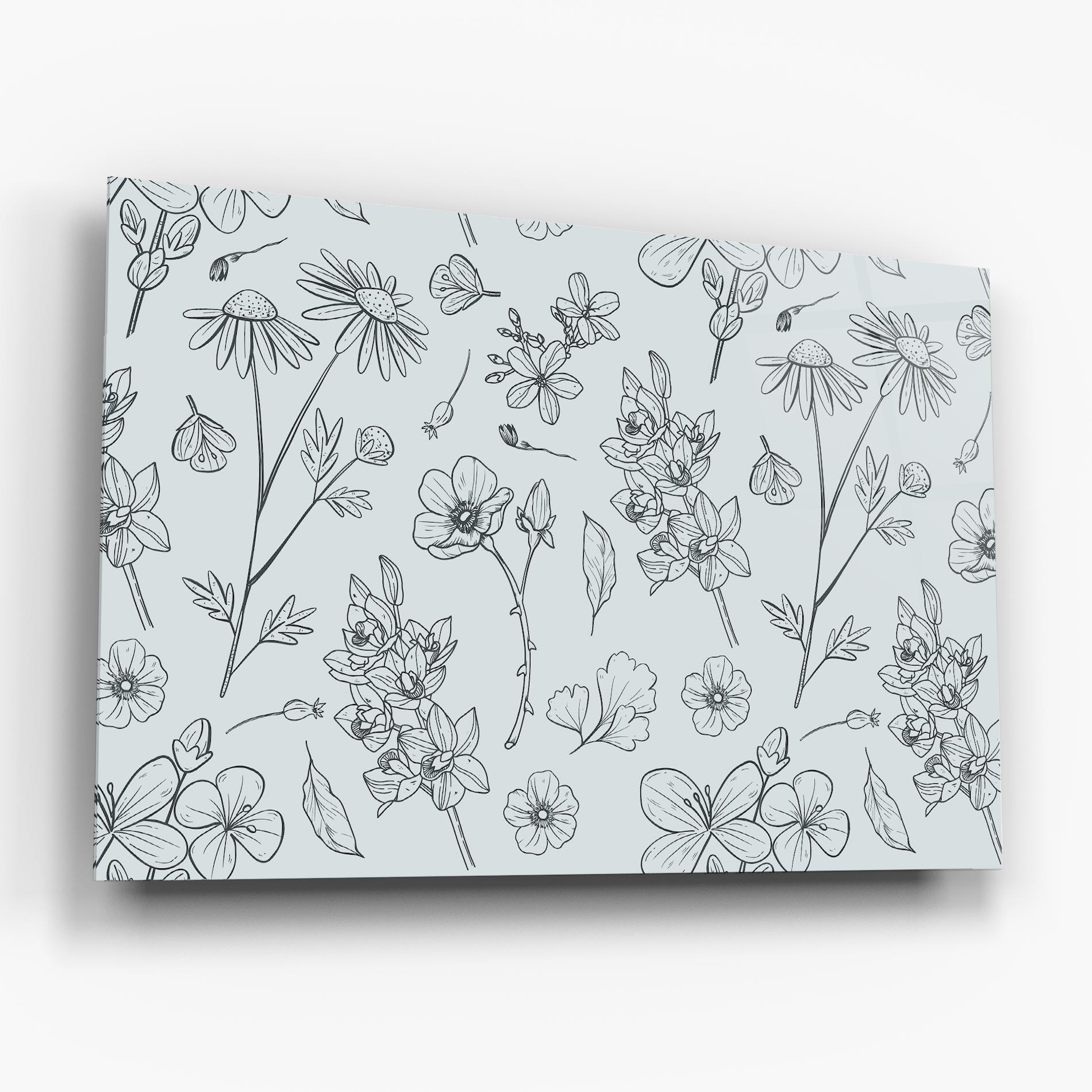 Glasbild Blue Flower Line mockup 6