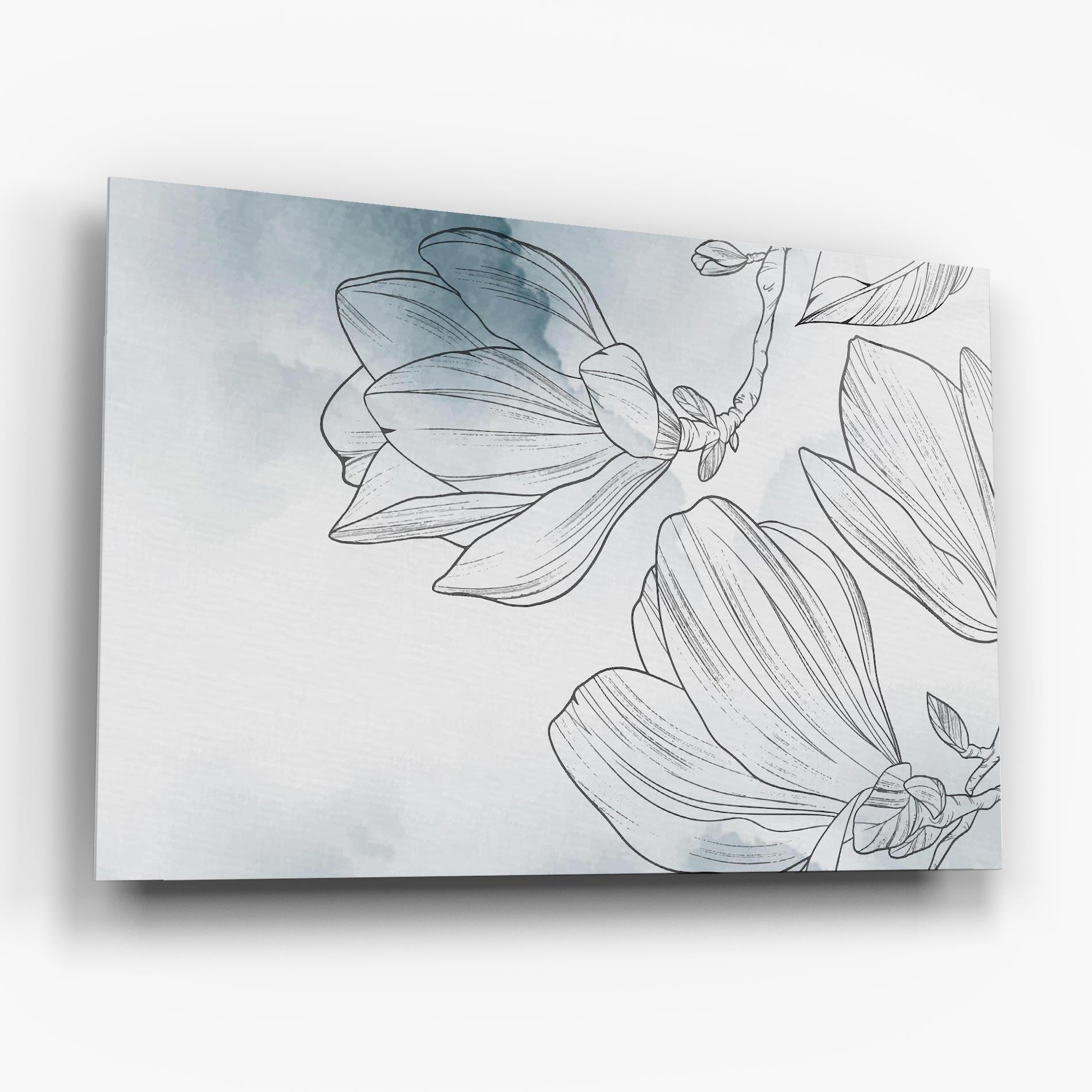 Glasbild Blue Line Flower mockup 6