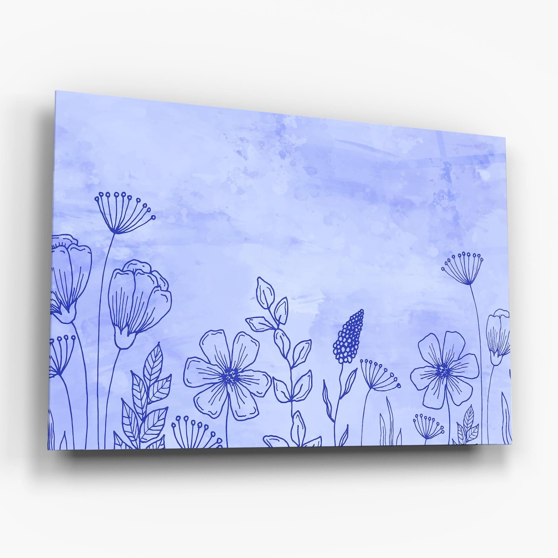 Glasbild Blue Line Plant mockup 6