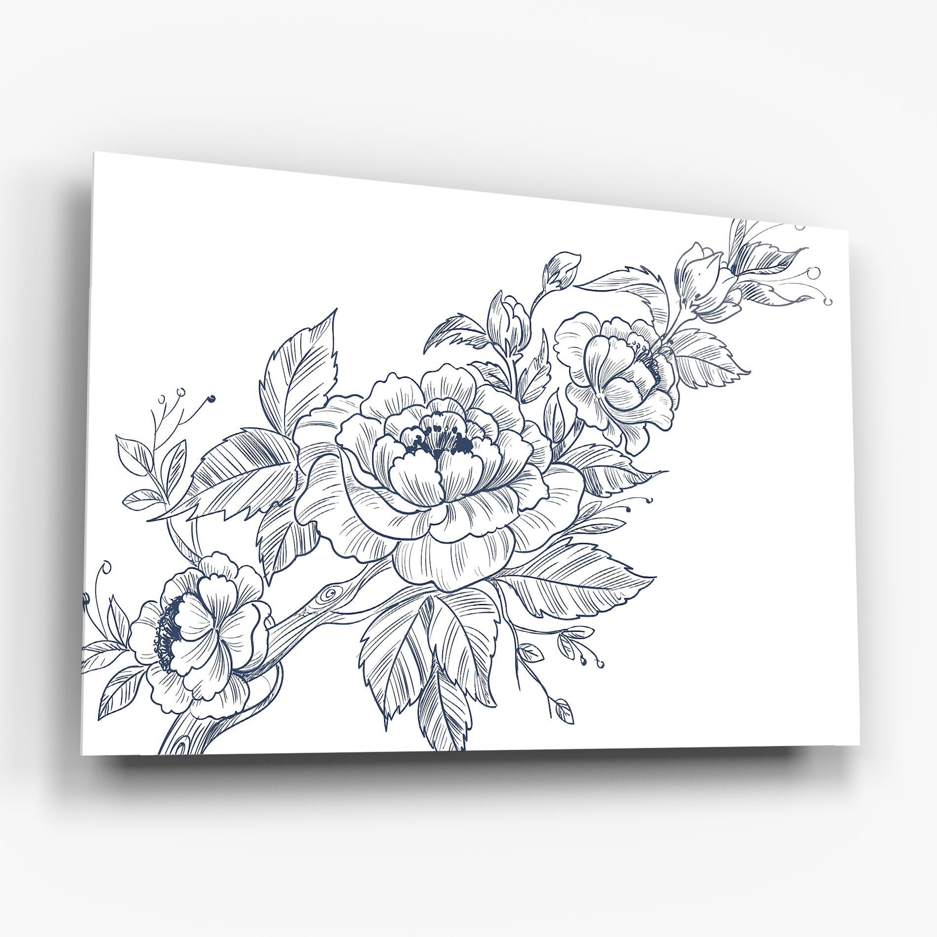 Glasbild Blue Line Roses mockup 6