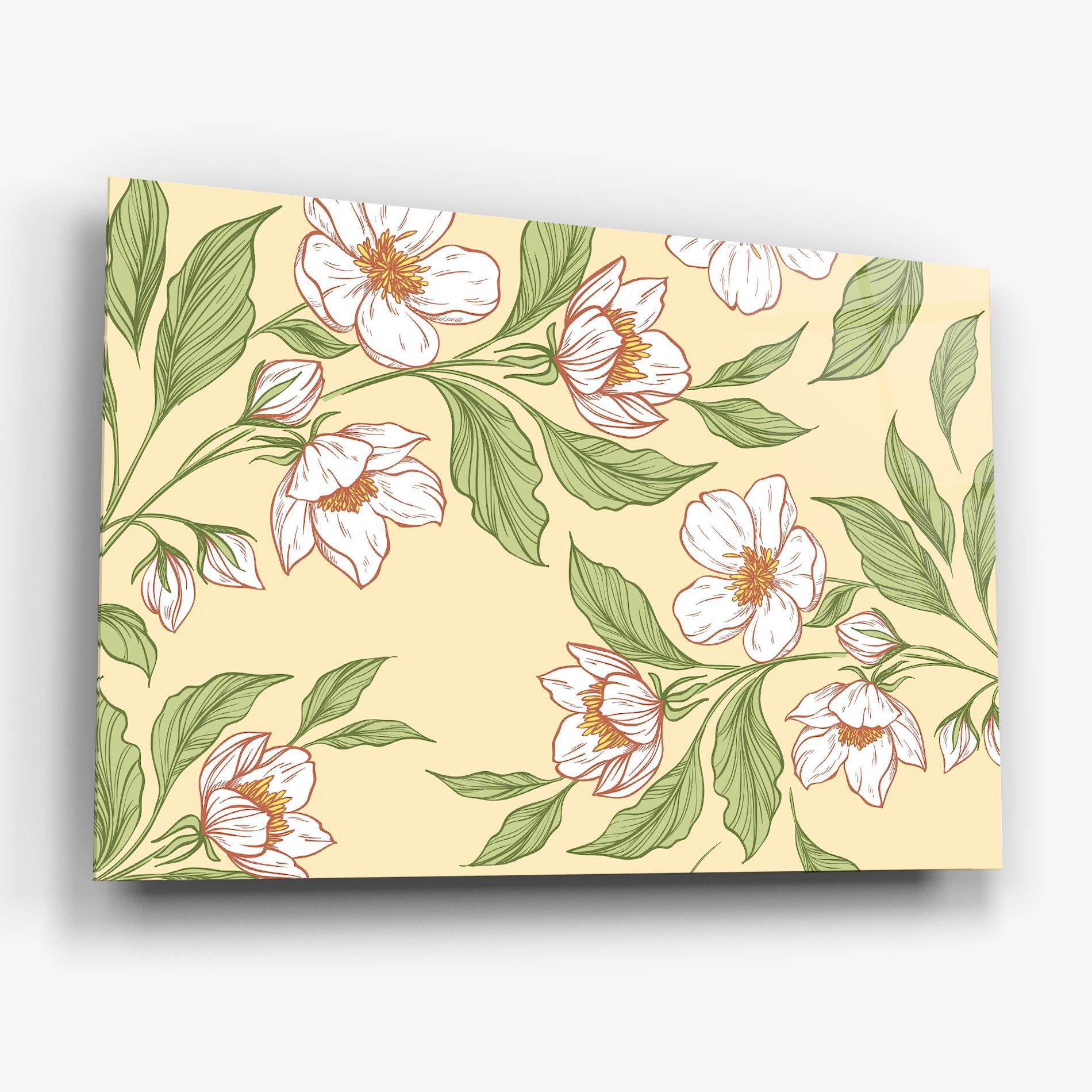 Glasbild Cream Flower White mockup 6