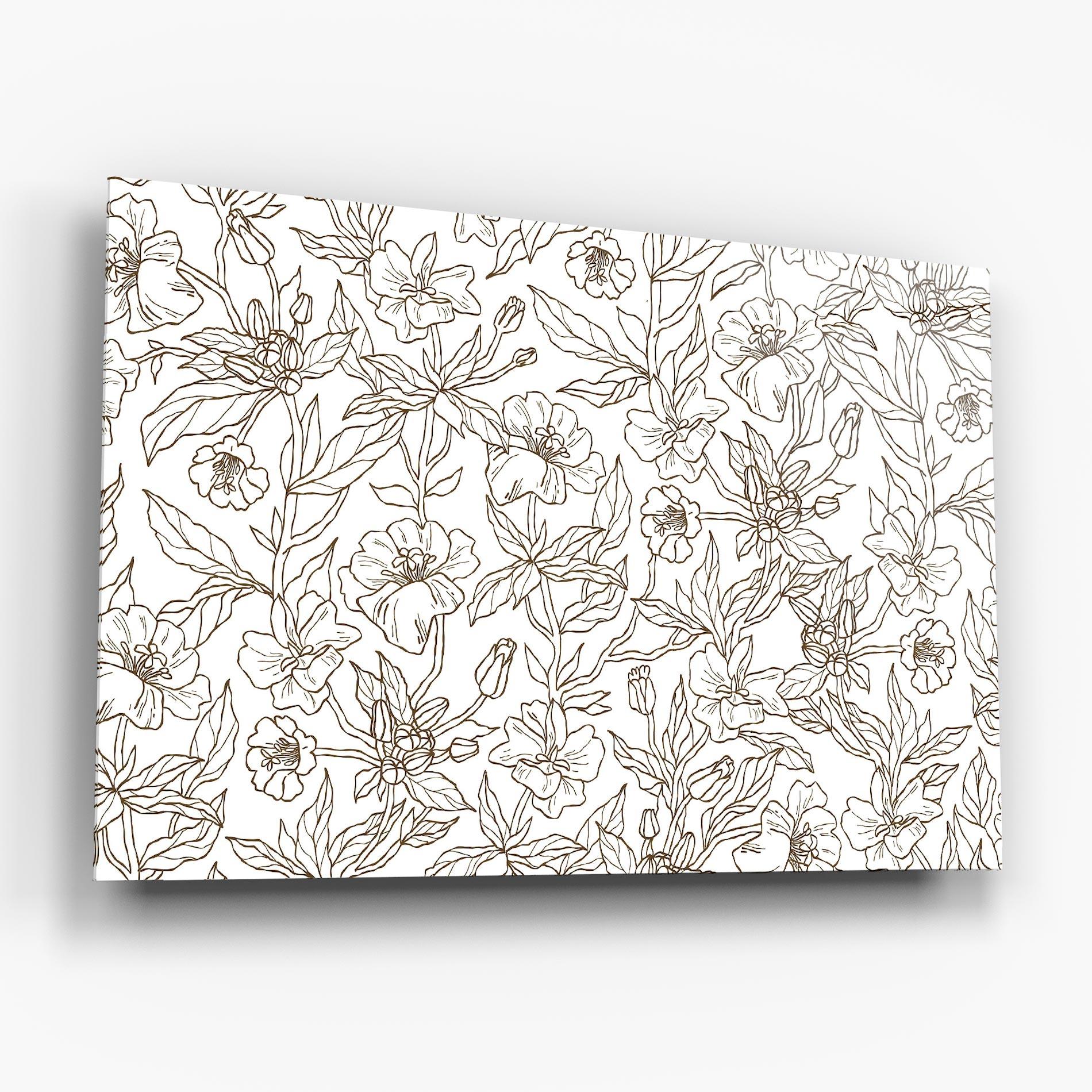 Glasbild Cream Line Flowers mockup 6