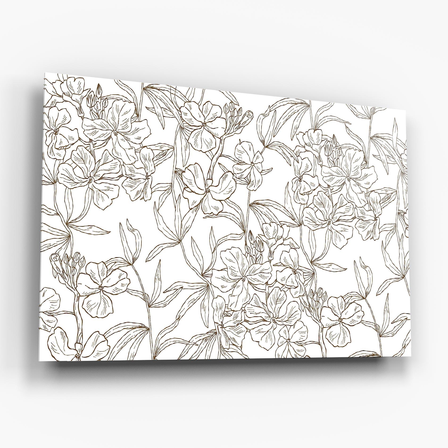 Glasbild Flower Brown Line mockup 6