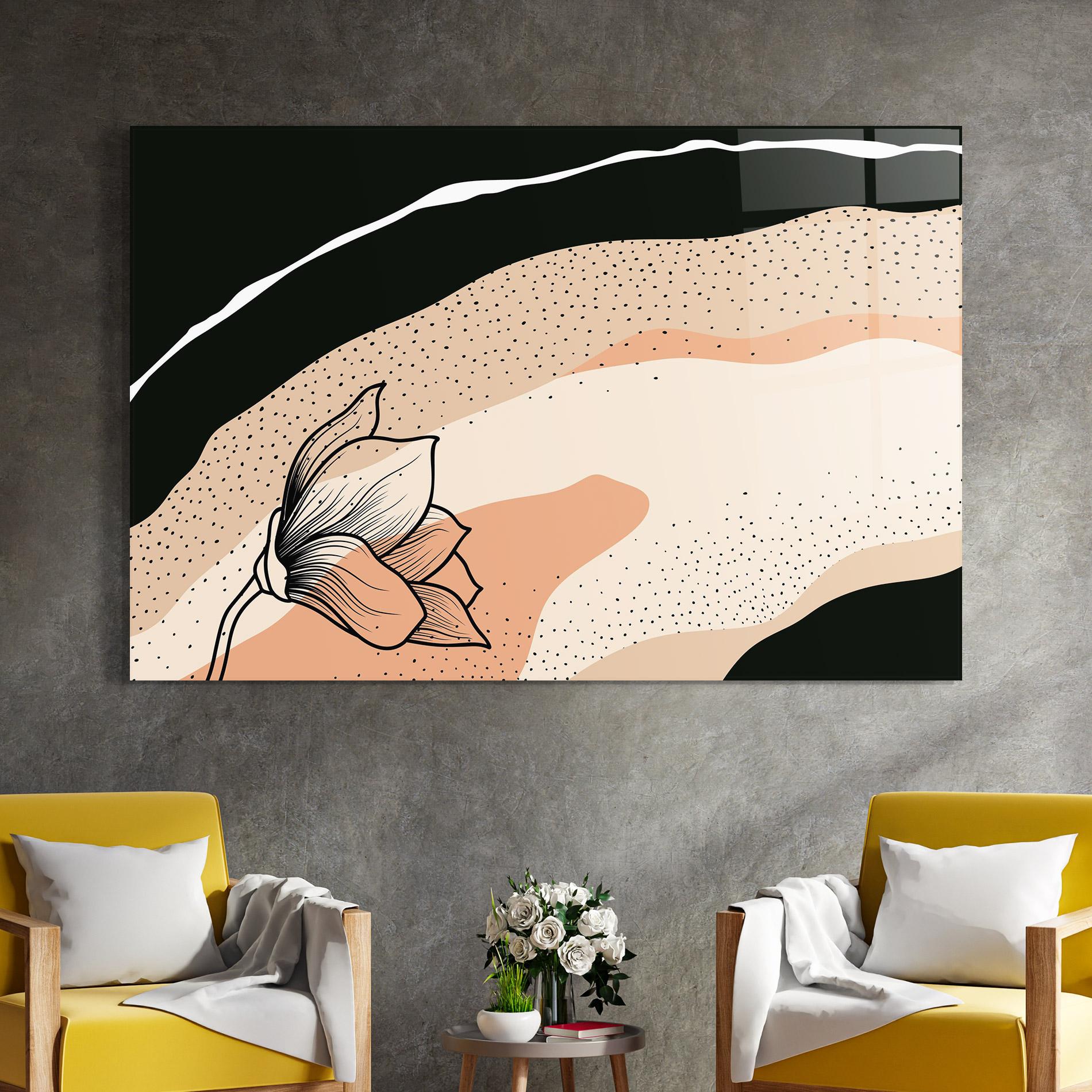 Glasbild Black Line Art Plant mockup 4