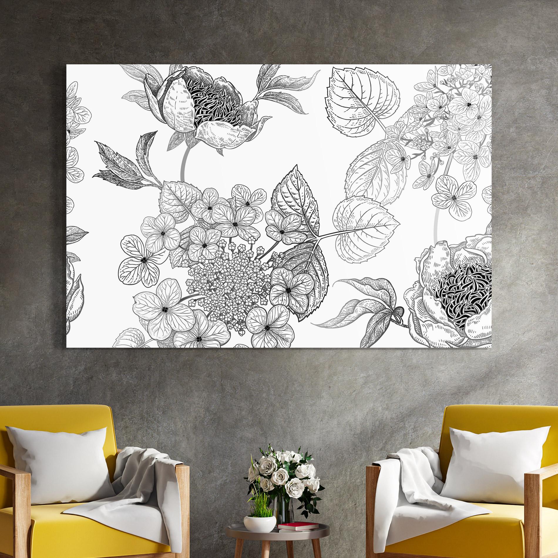 Glasbild Black Line Flower mockup 4