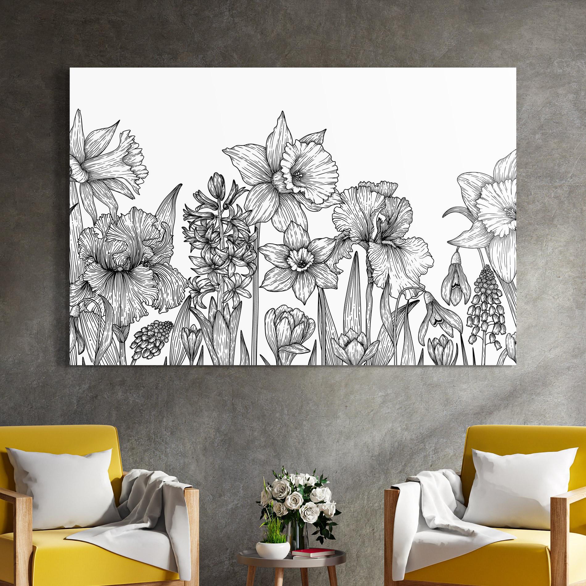 Glasbild Black Line Plant mockup 4