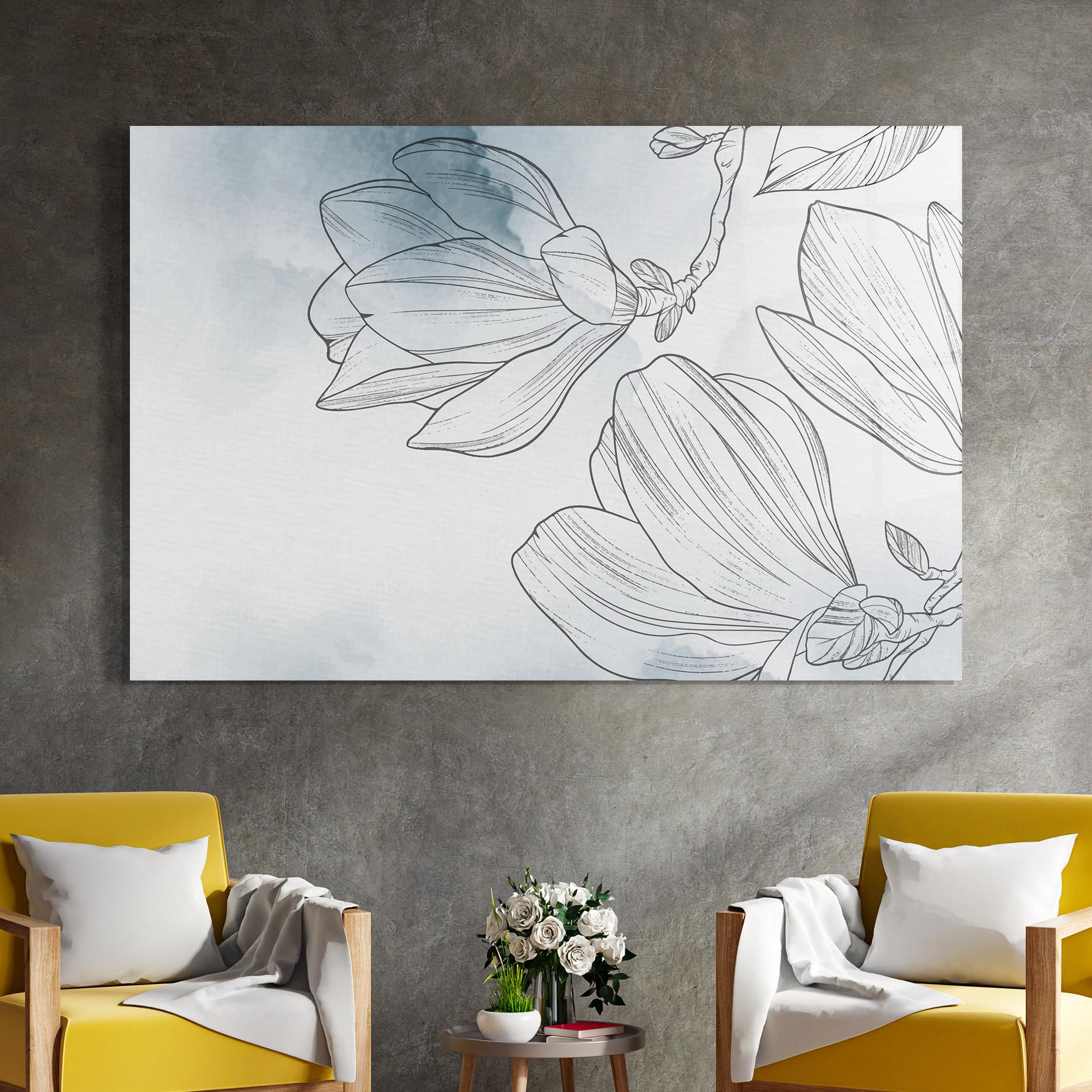 Glasbild Blue Line Flower mockup 4