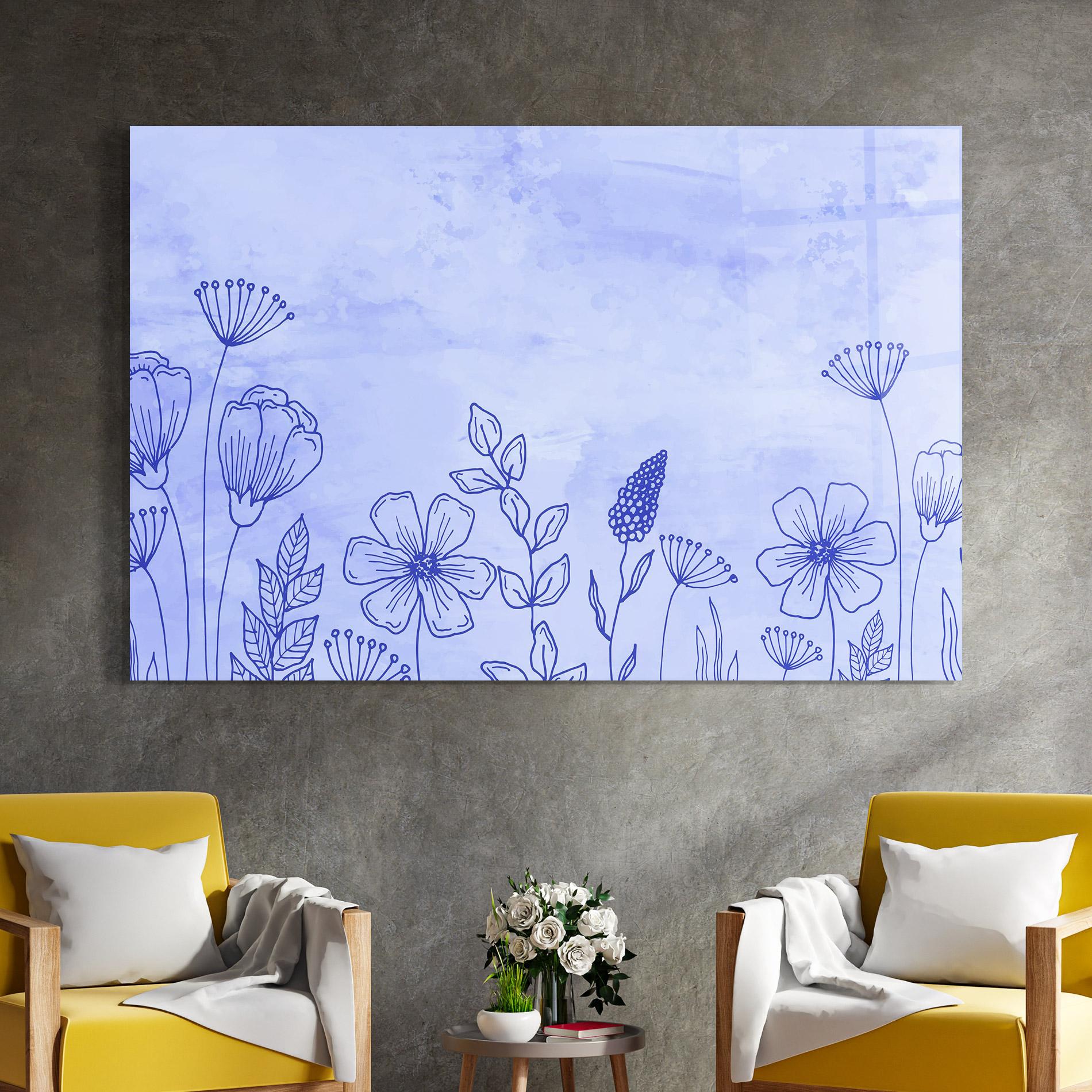 Glasbild Blue Line Plant mockup 4