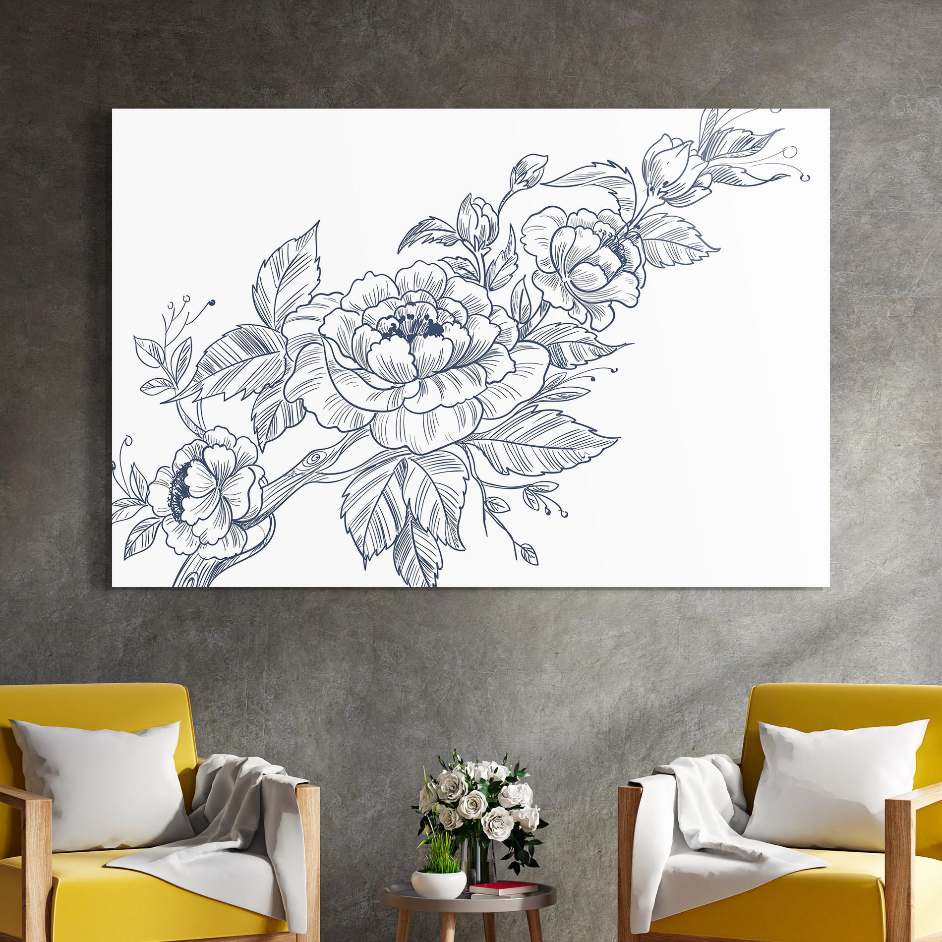 Glasbild Blue Line Roses mockup 4