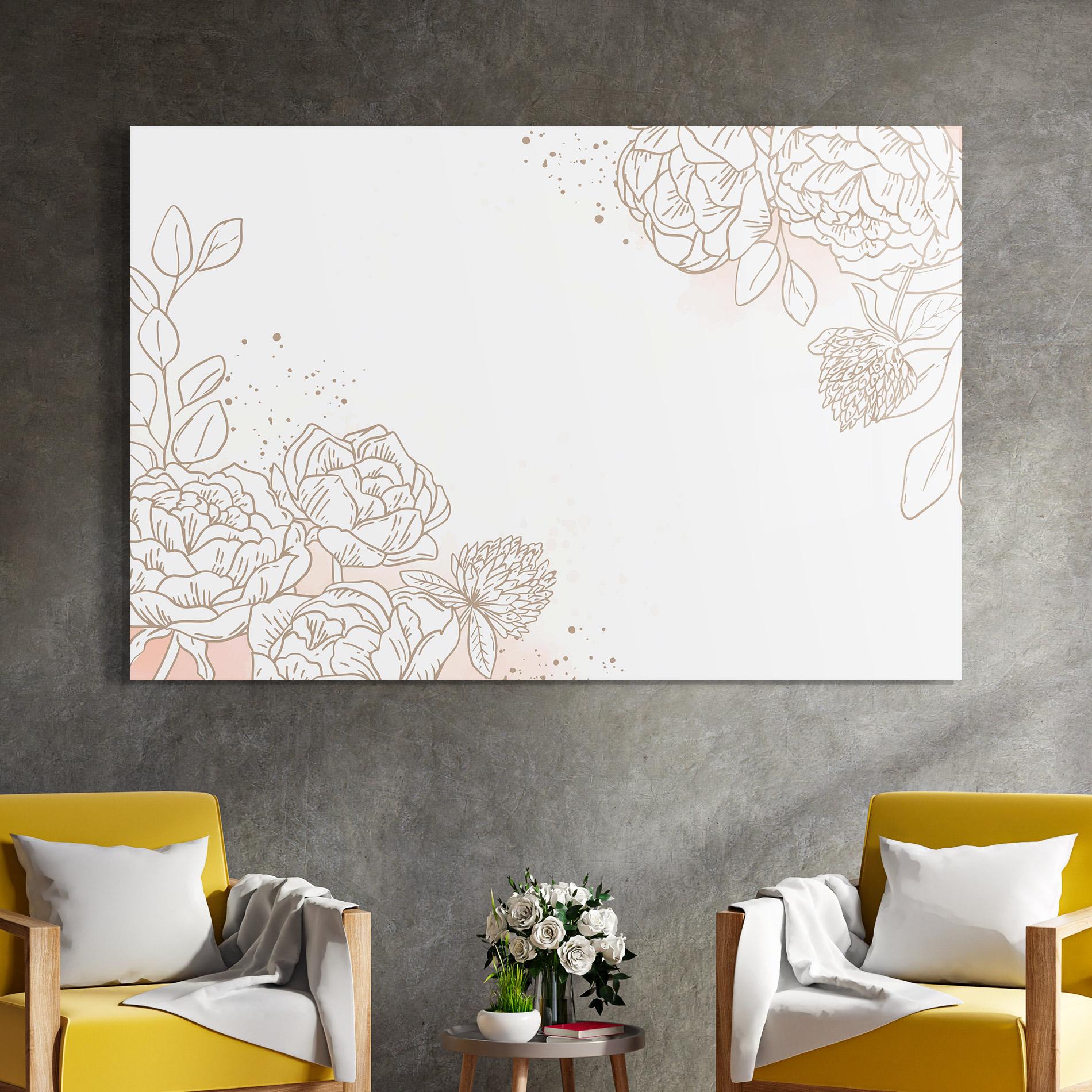 Glasbild Cream Line Flower mockup 4