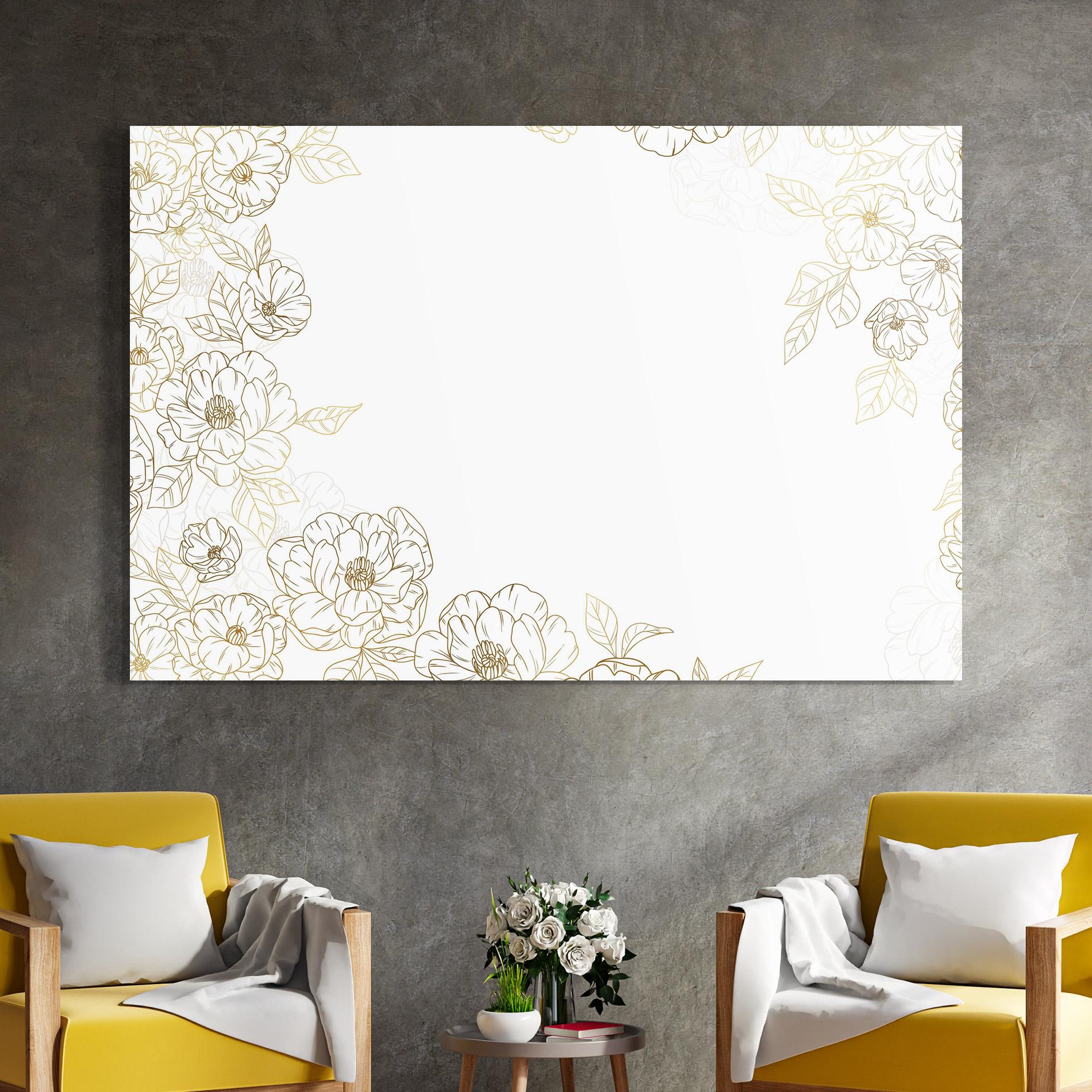 Glasbild Flower Gold Line mockup 4