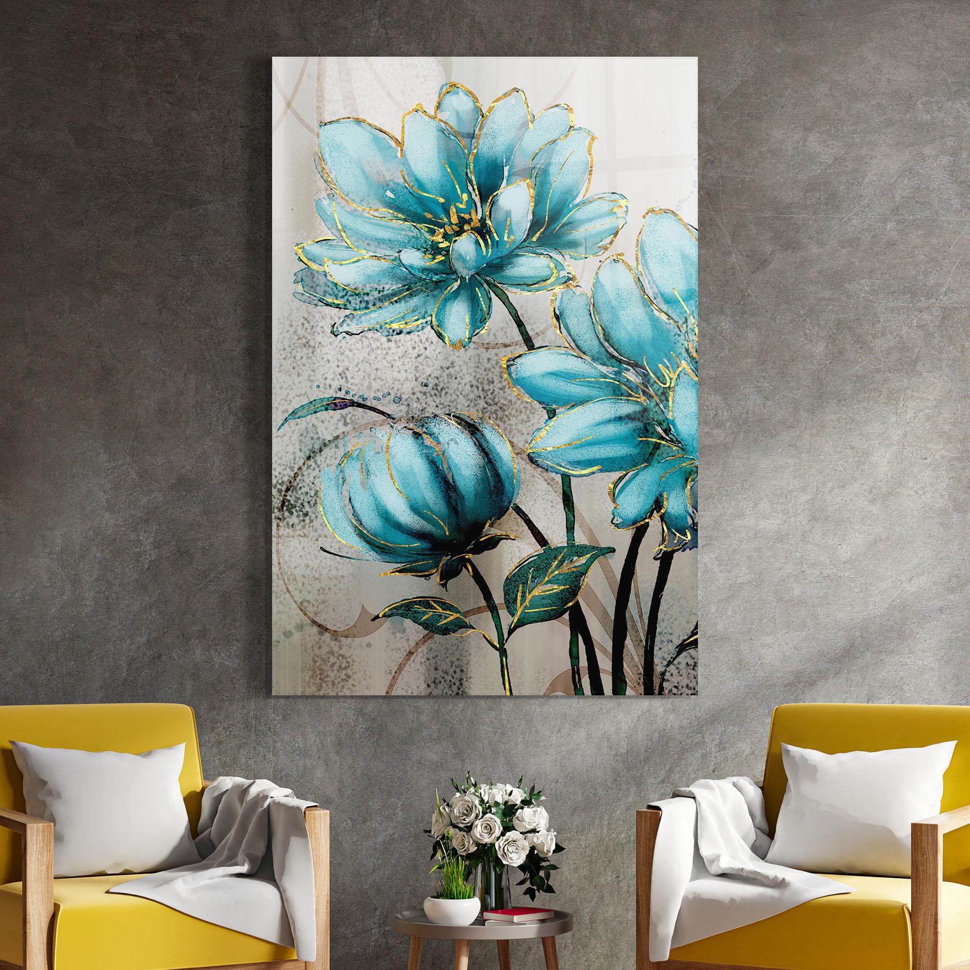 Glasbild Bujori Albastri mockup 4